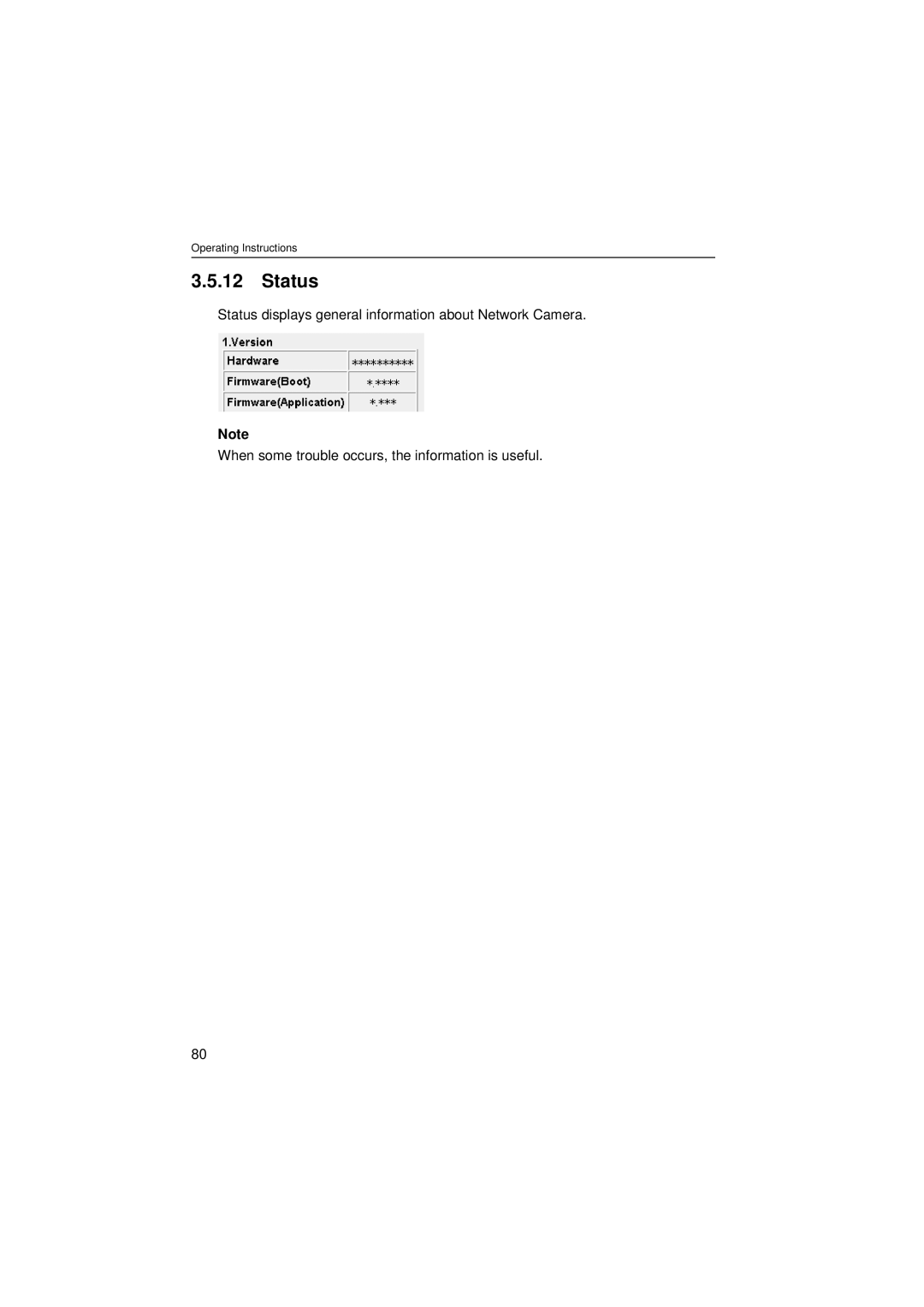 Panasonic KX-HCM8 operating instructions Status 