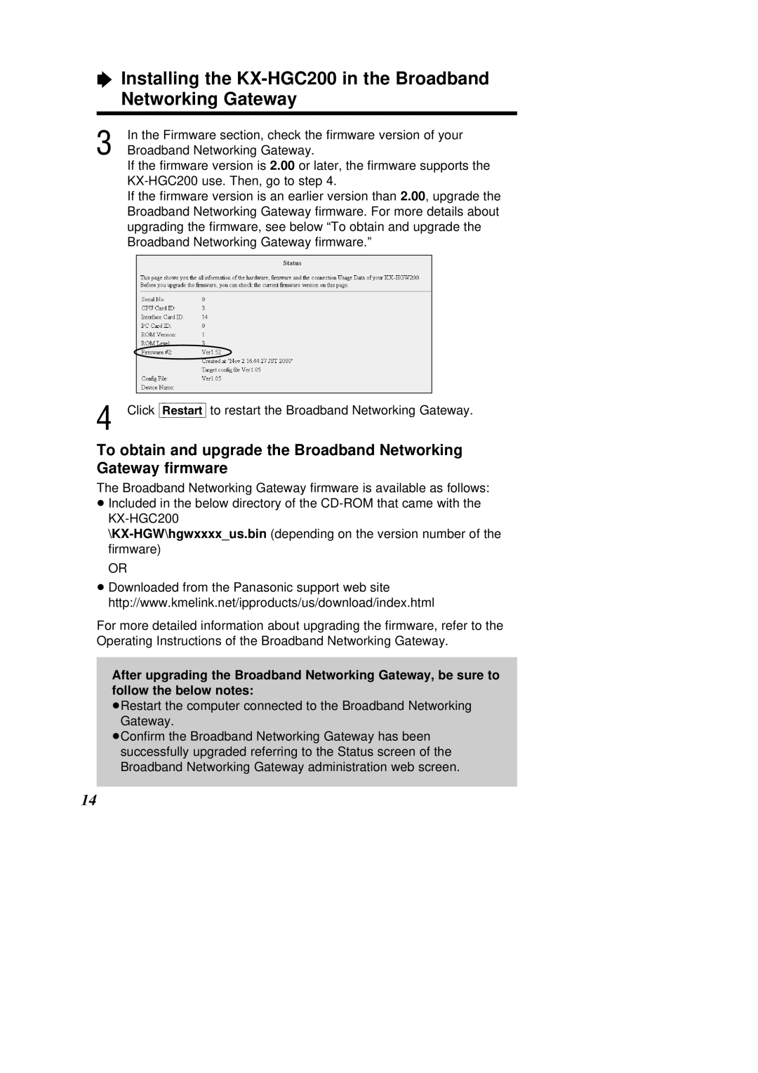 Panasonic operating instructions Installing the KX-HGC200 in the Broadband Networking Gateway 