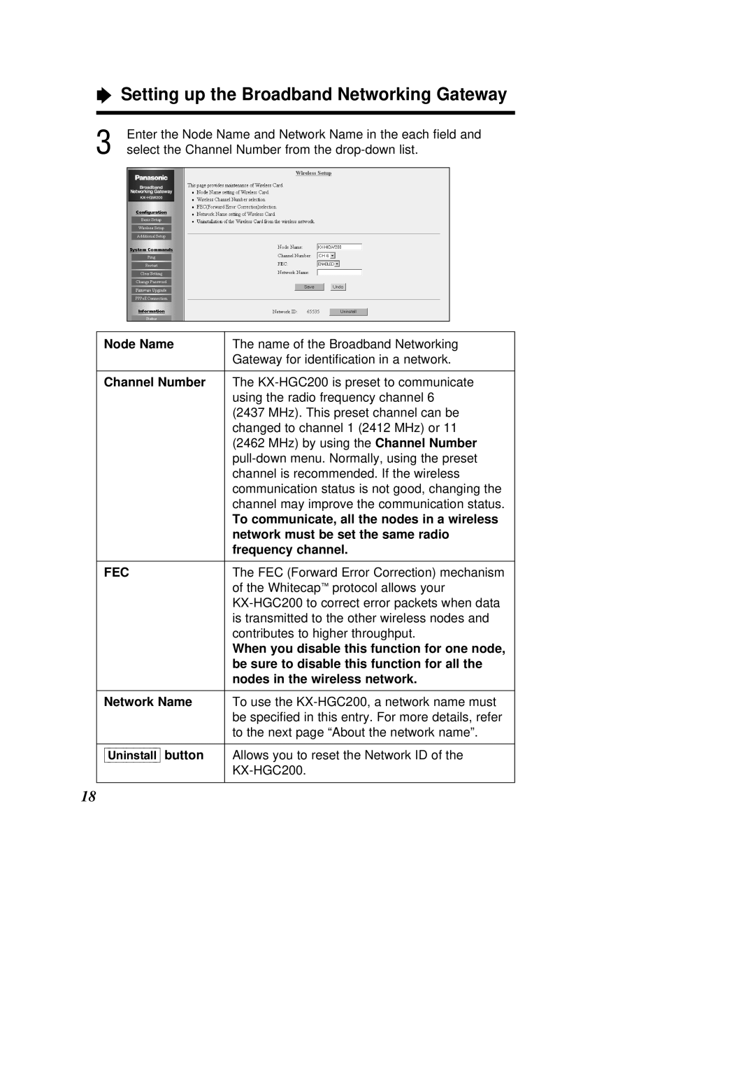 Panasonic KX-HGC200 operating instructions Setting up the Broadband Networking Gateway 