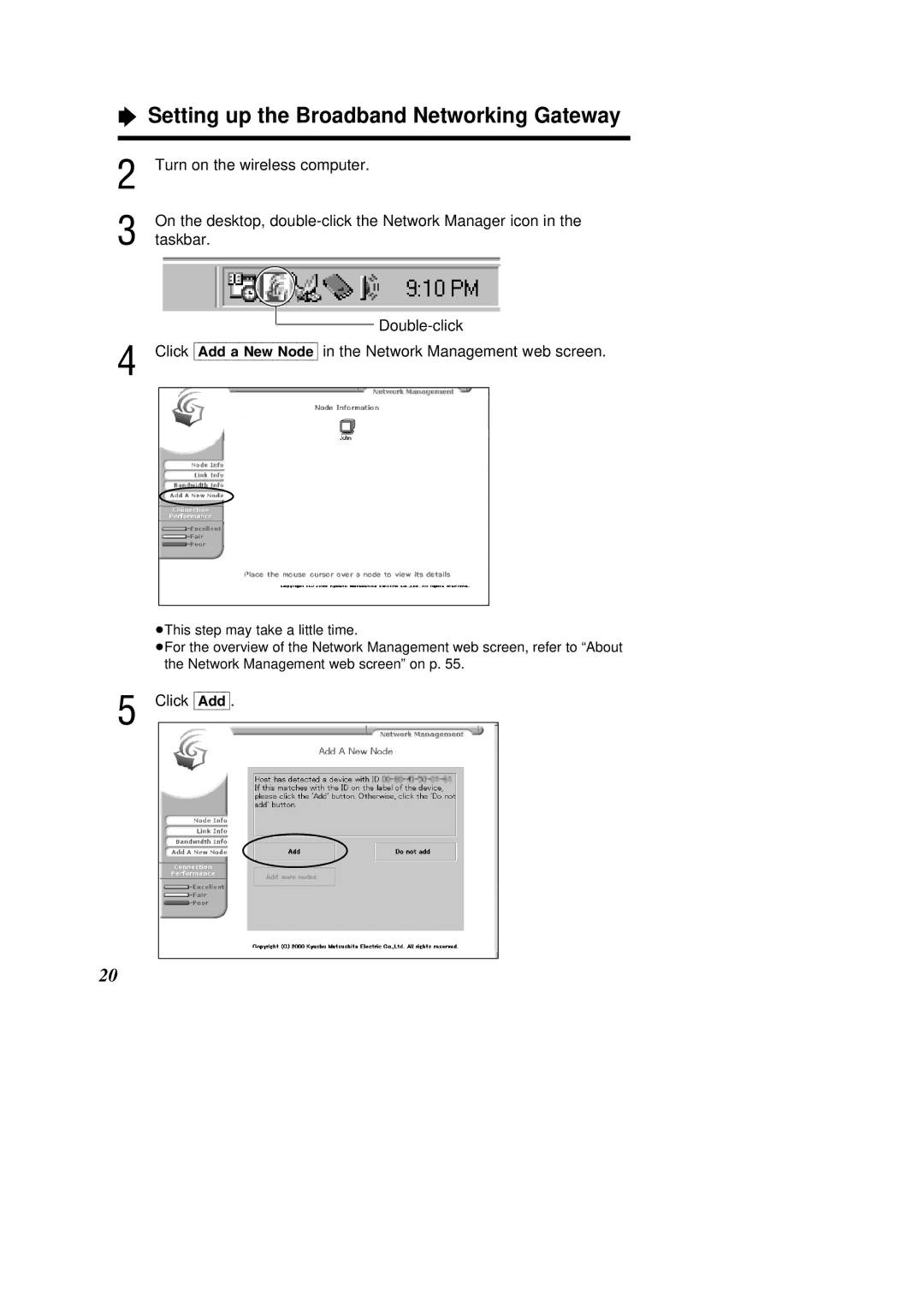 Panasonic KX-HGC200 operating instructions Click Add 