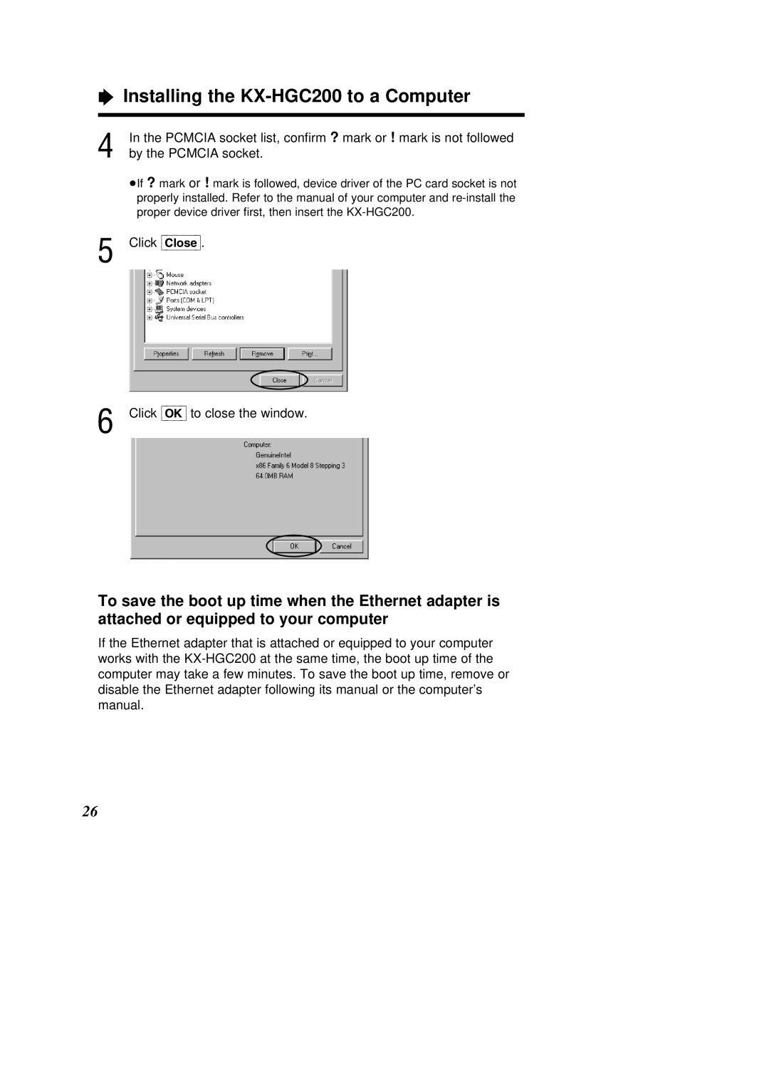 Panasonic operating instructions Installing the KX-HGC200 to a Computer, By the Pcmcia socket 