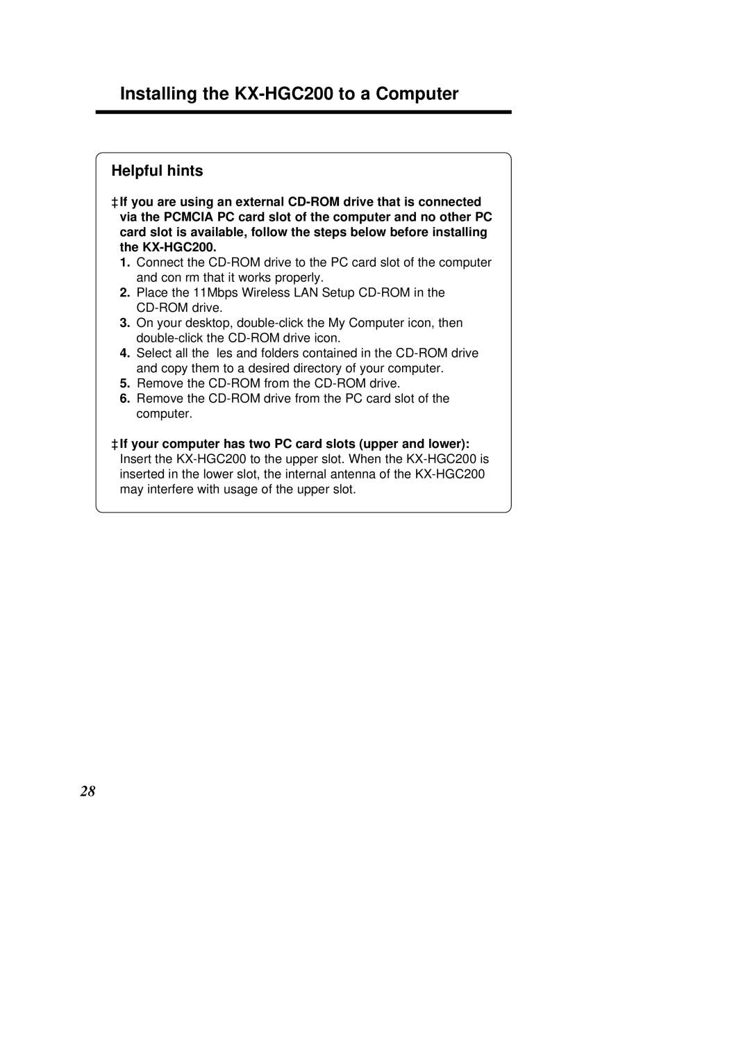 Panasonic KX-HGC200 operating instructions Helpful hints 