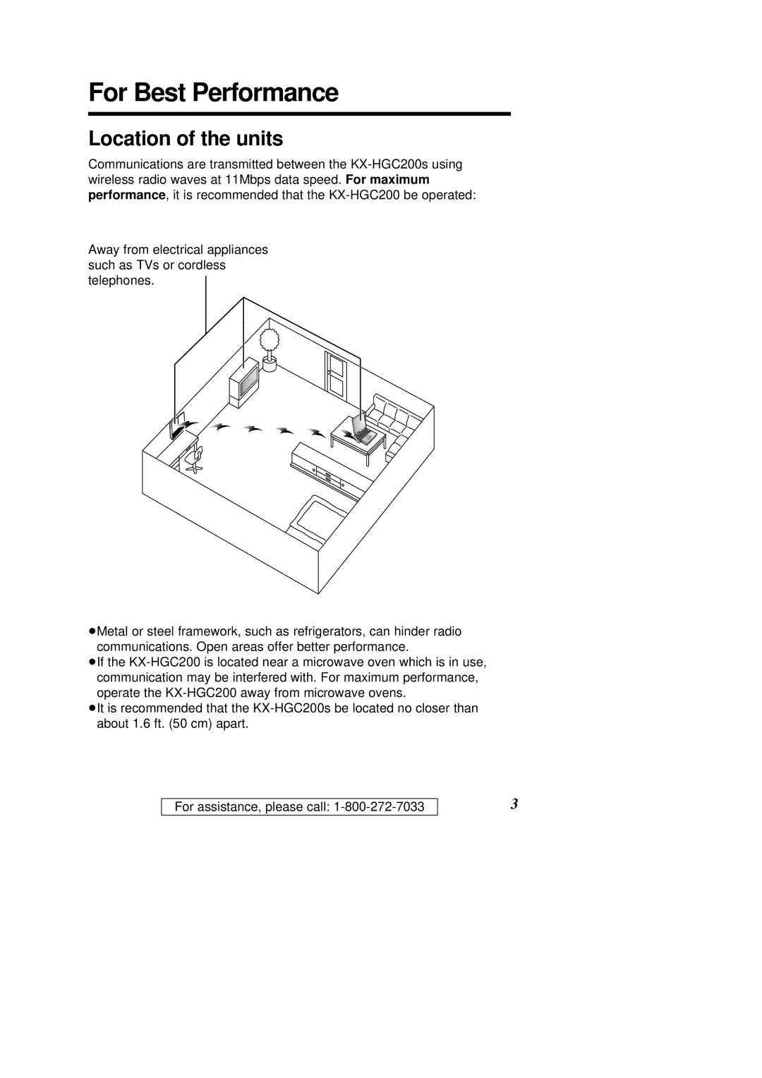 Panasonic KX-HGC200 operating instructions For Best Performance, Location of the units 