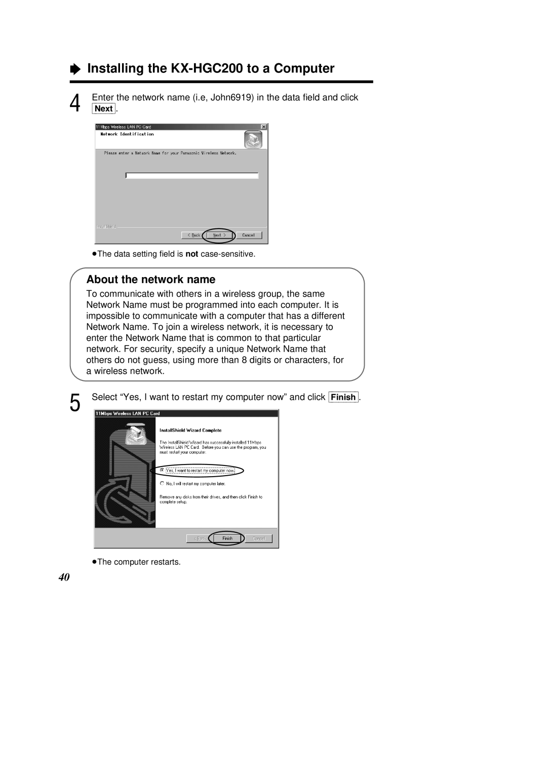 Panasonic KX-HGC200 operating instructions ³The data setting ﬁeld isnot case-sensitive 