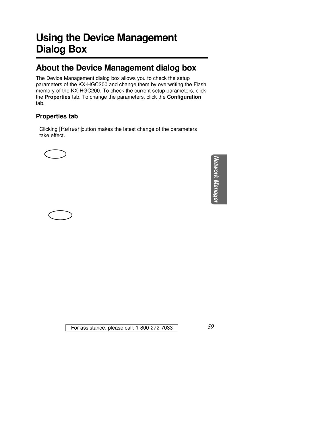 Panasonic KX-HGC200 operating instructions Dialog Box, About the Device Management dialog box, Properties tab 