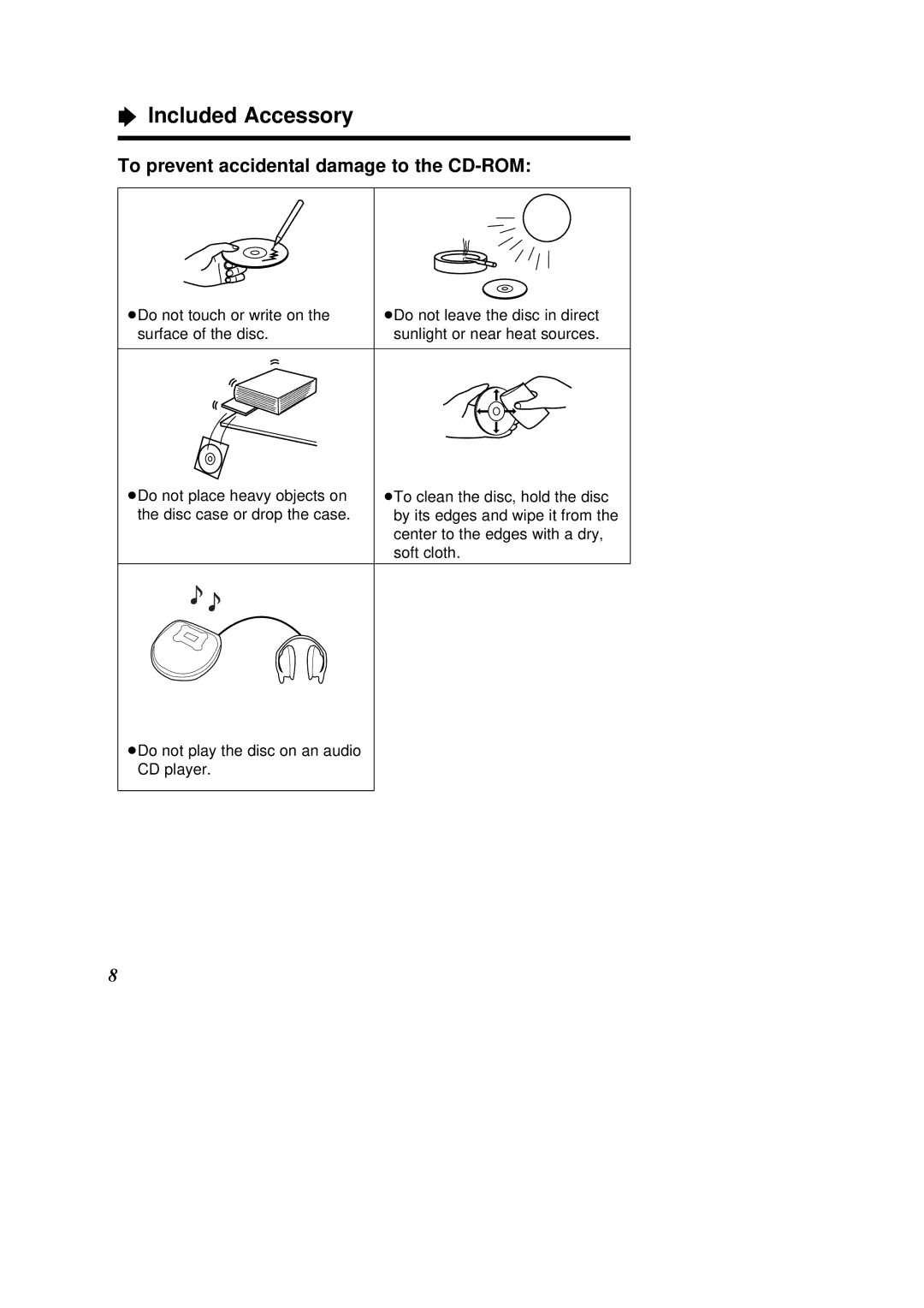 Panasonic KX-HGC200 operating instructions Included Accessory, To prevent accidental damage to the CD-ROM 