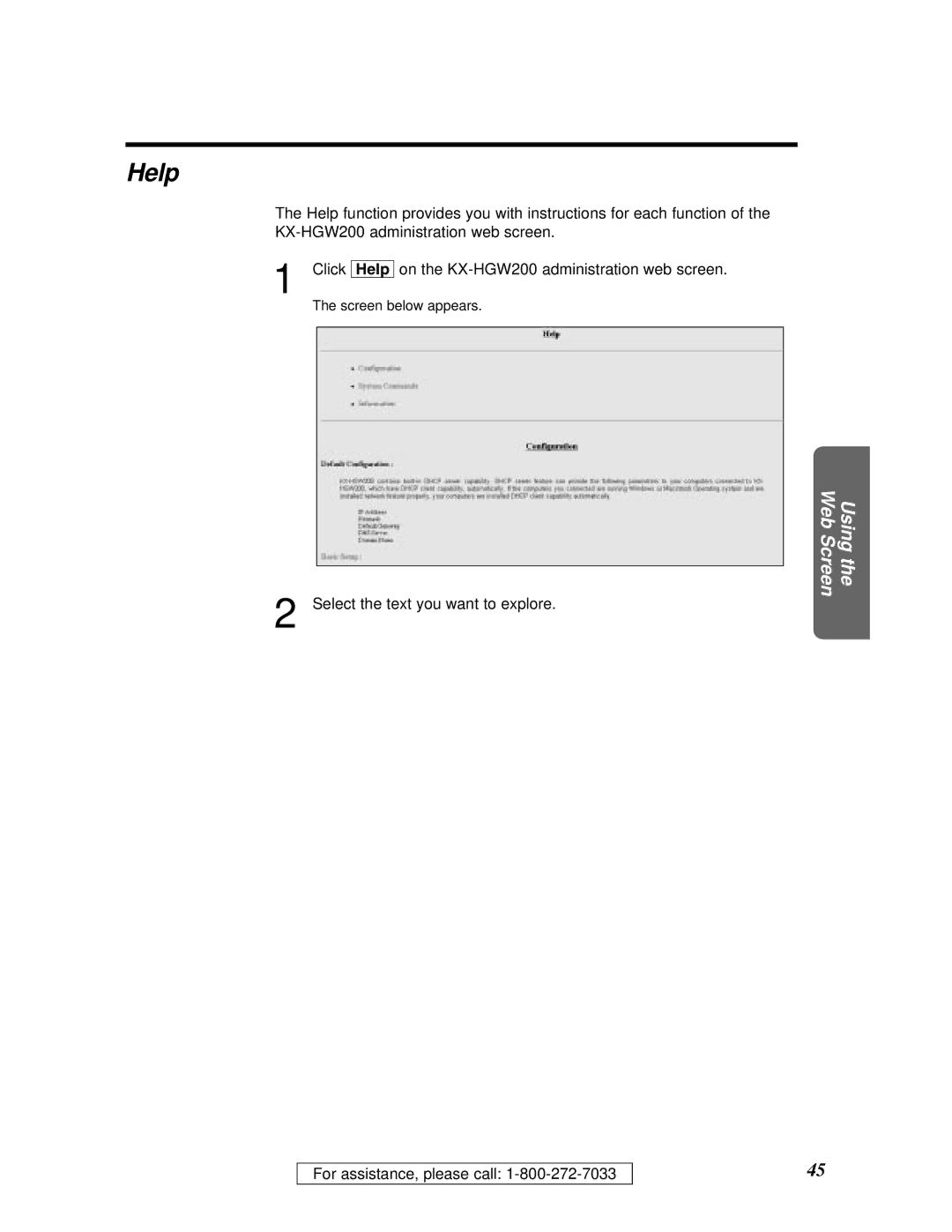 Panasonic KX-HGW200 manual Help 