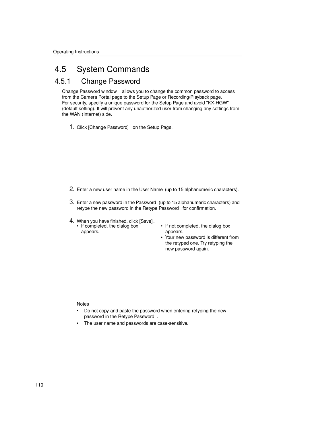 Panasonic KX-HGW600 manual System Commands, Change Password 