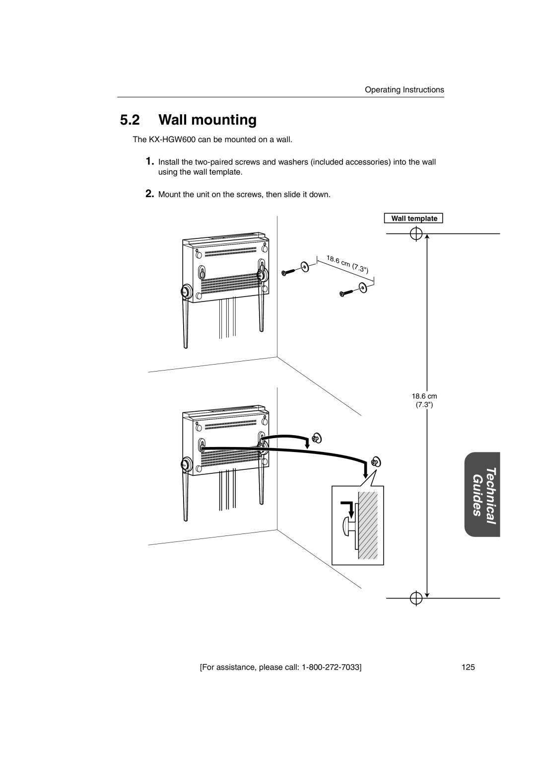 Panasonic KX-HGW600 manual Wall mounting 