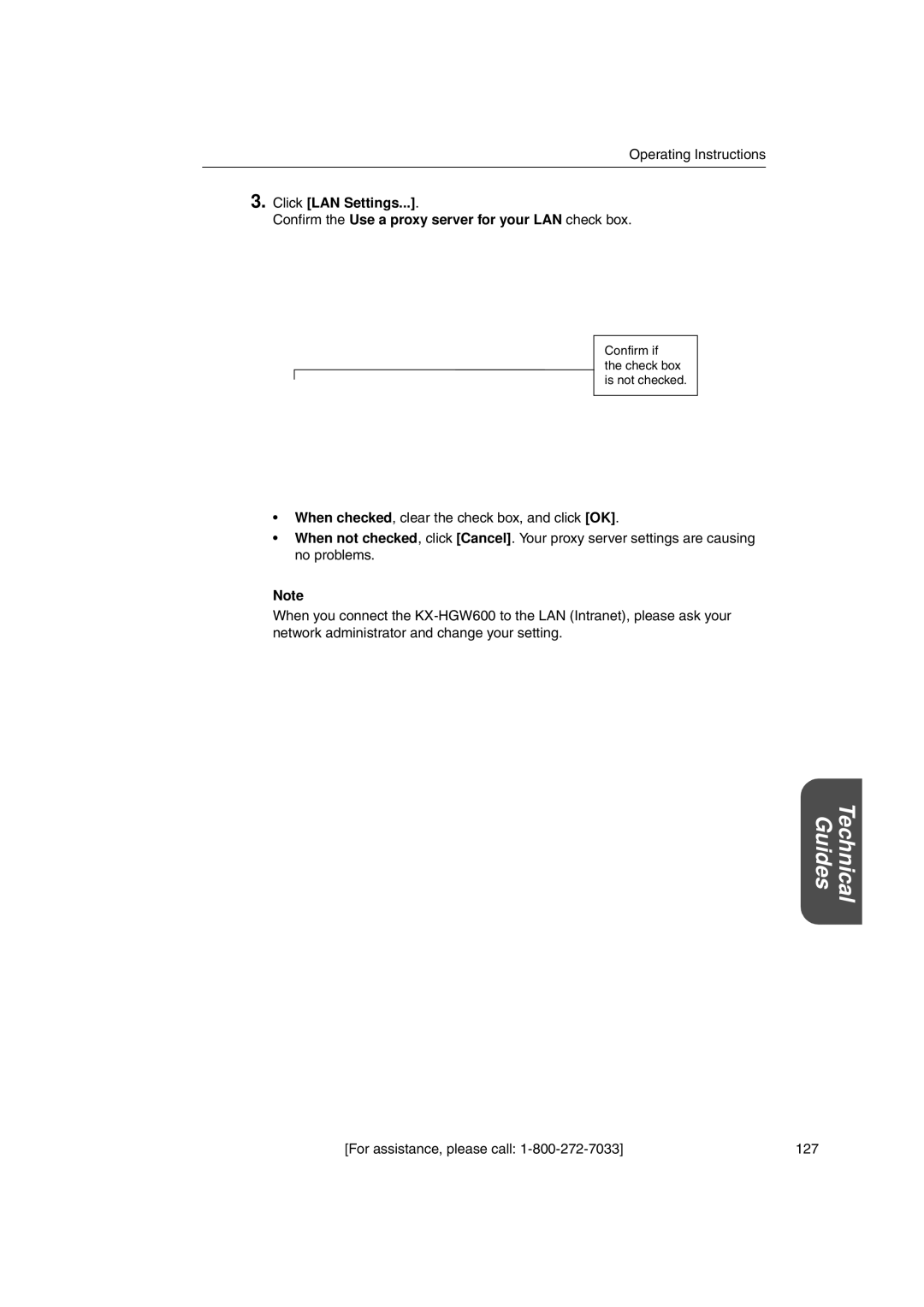 Panasonic KX-HGW600 manual For assistance, please call 127 