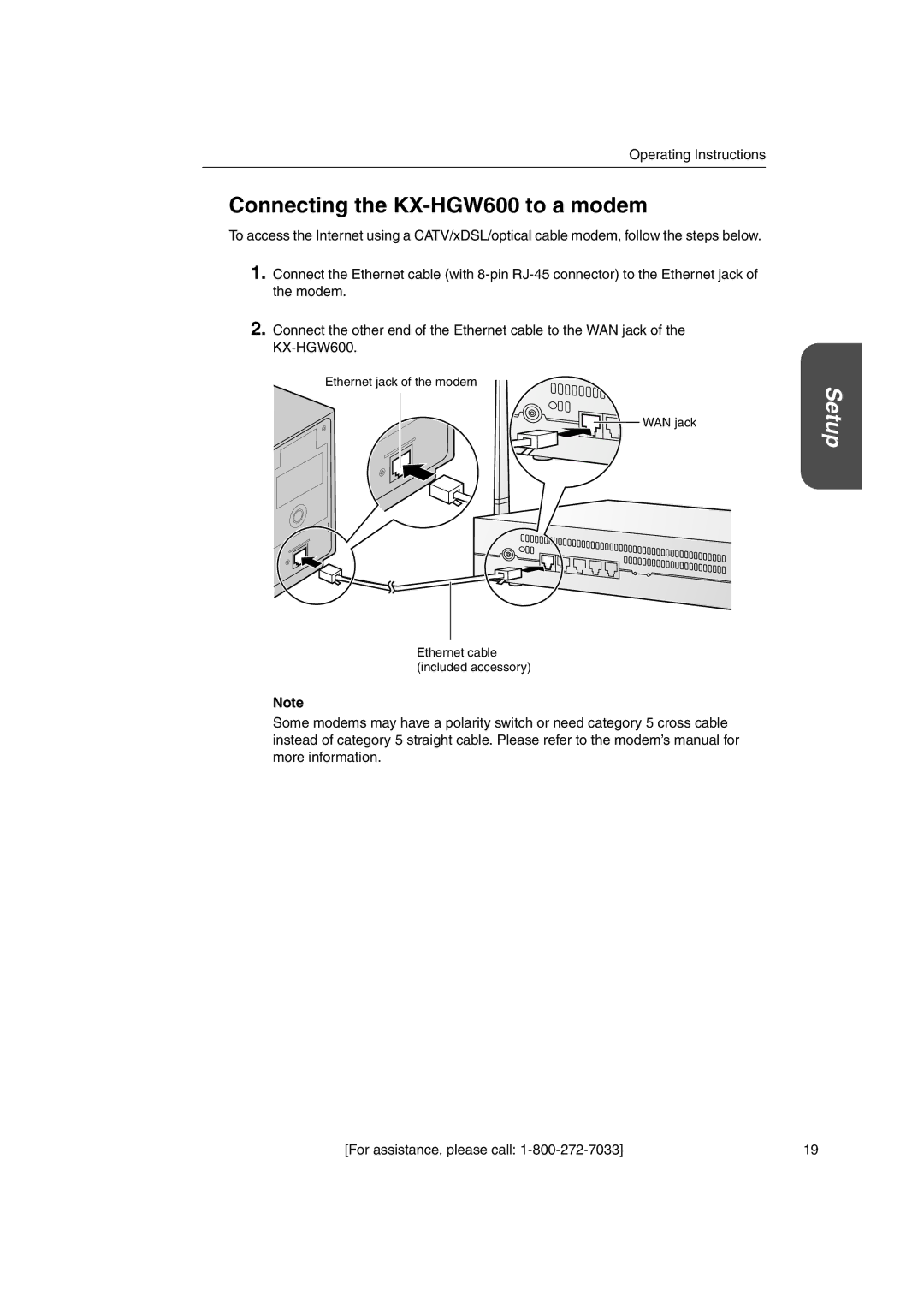 Panasonic manual Connecting the KX-HGW600 to a modem 