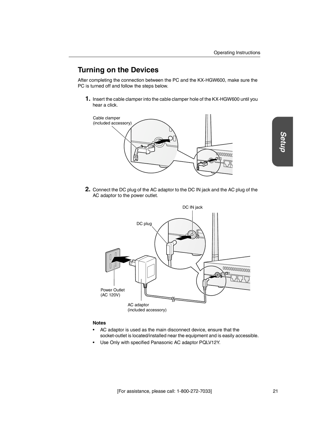 Panasonic KX-HGW600 manual Turning on the Devices 