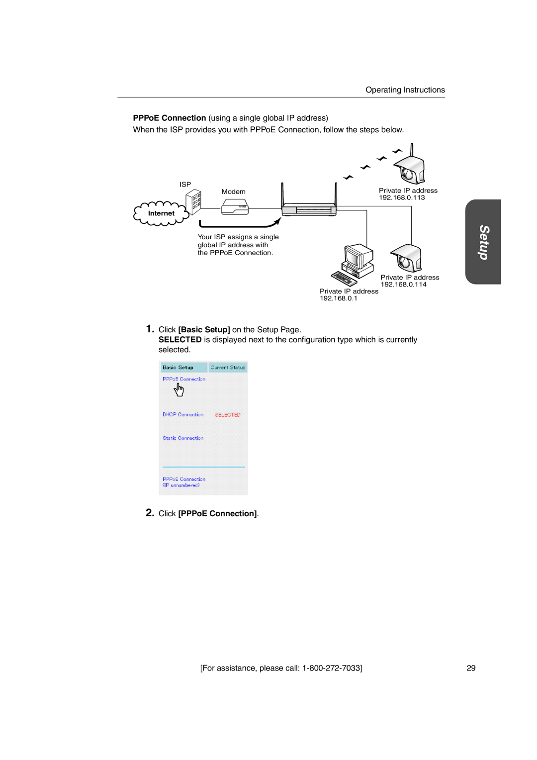 Panasonic KX-HGW600 manual Click PPPoE Connection 