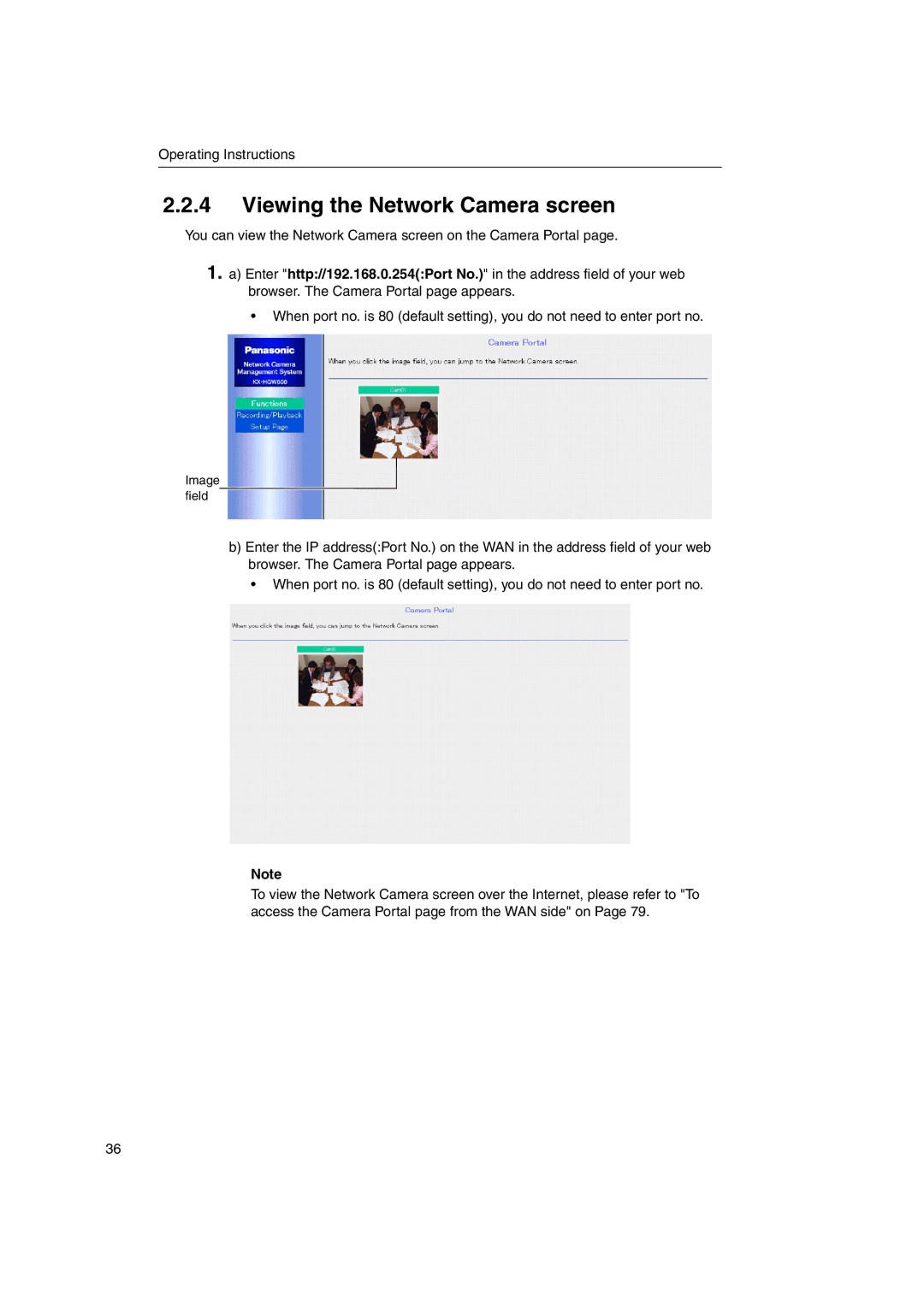 Panasonic KX-HGW600 manual Viewing the Network Camera screen 