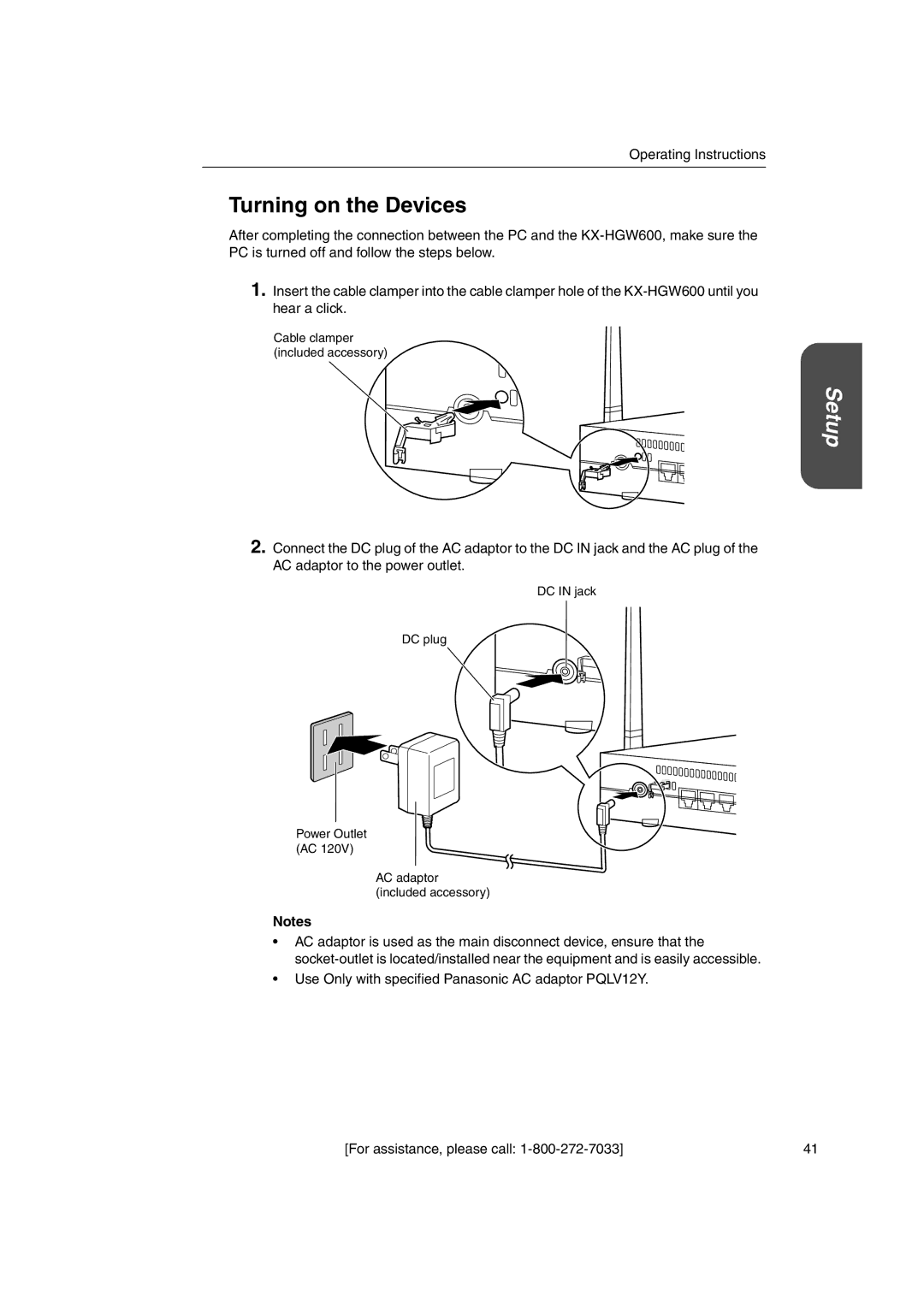 Panasonic KX-HGW600 manual Turning on the Devices 