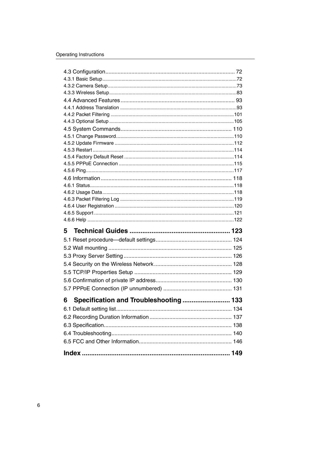 Panasonic KX-HGW600 manual Index 149 