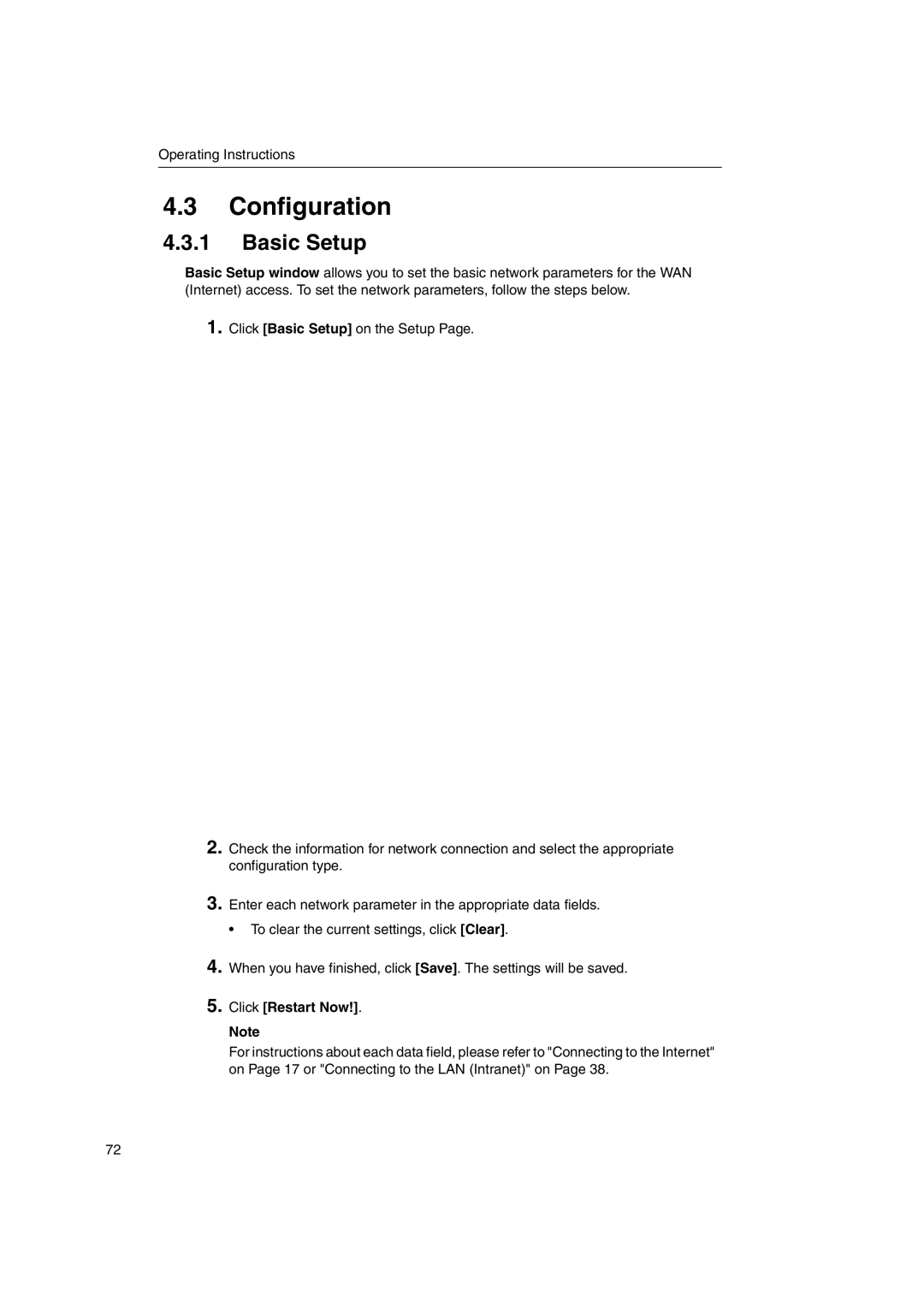 Panasonic KX-HGW600 manual Configuration, Basic Setup 