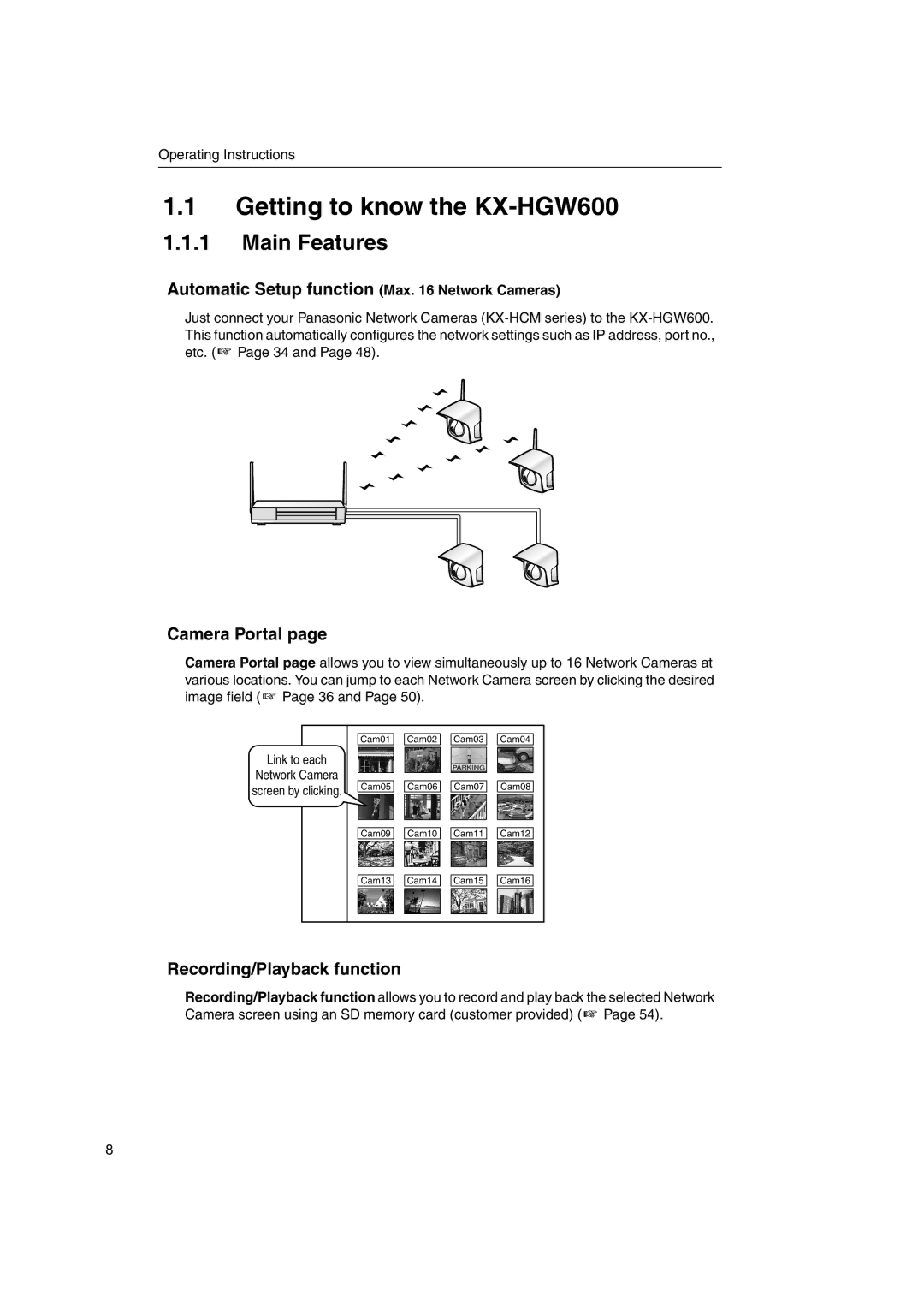 Panasonic manual Getting to know the KX-HGW600, Main Features 