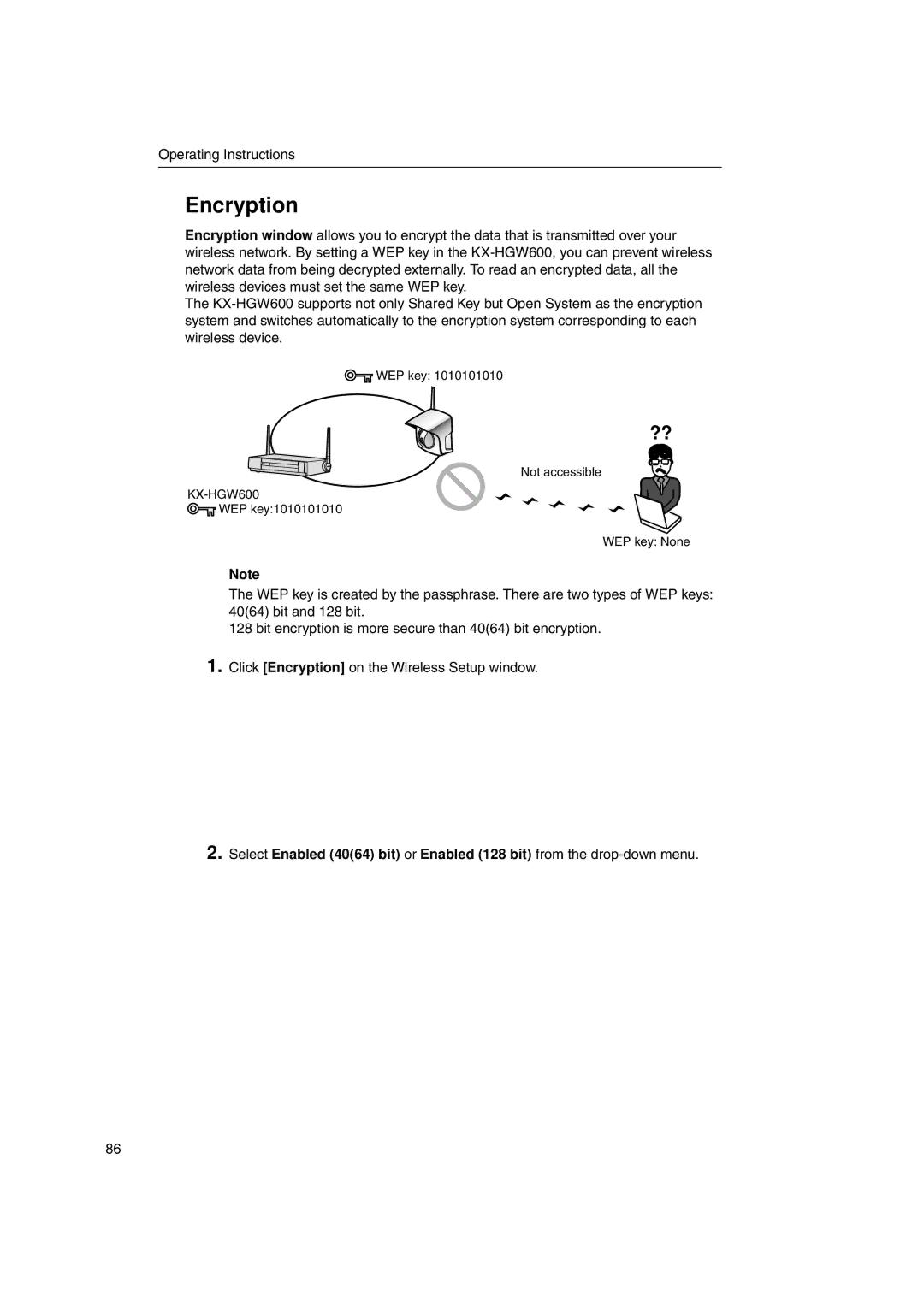 Panasonic KX-HGW600 manual Encryption 