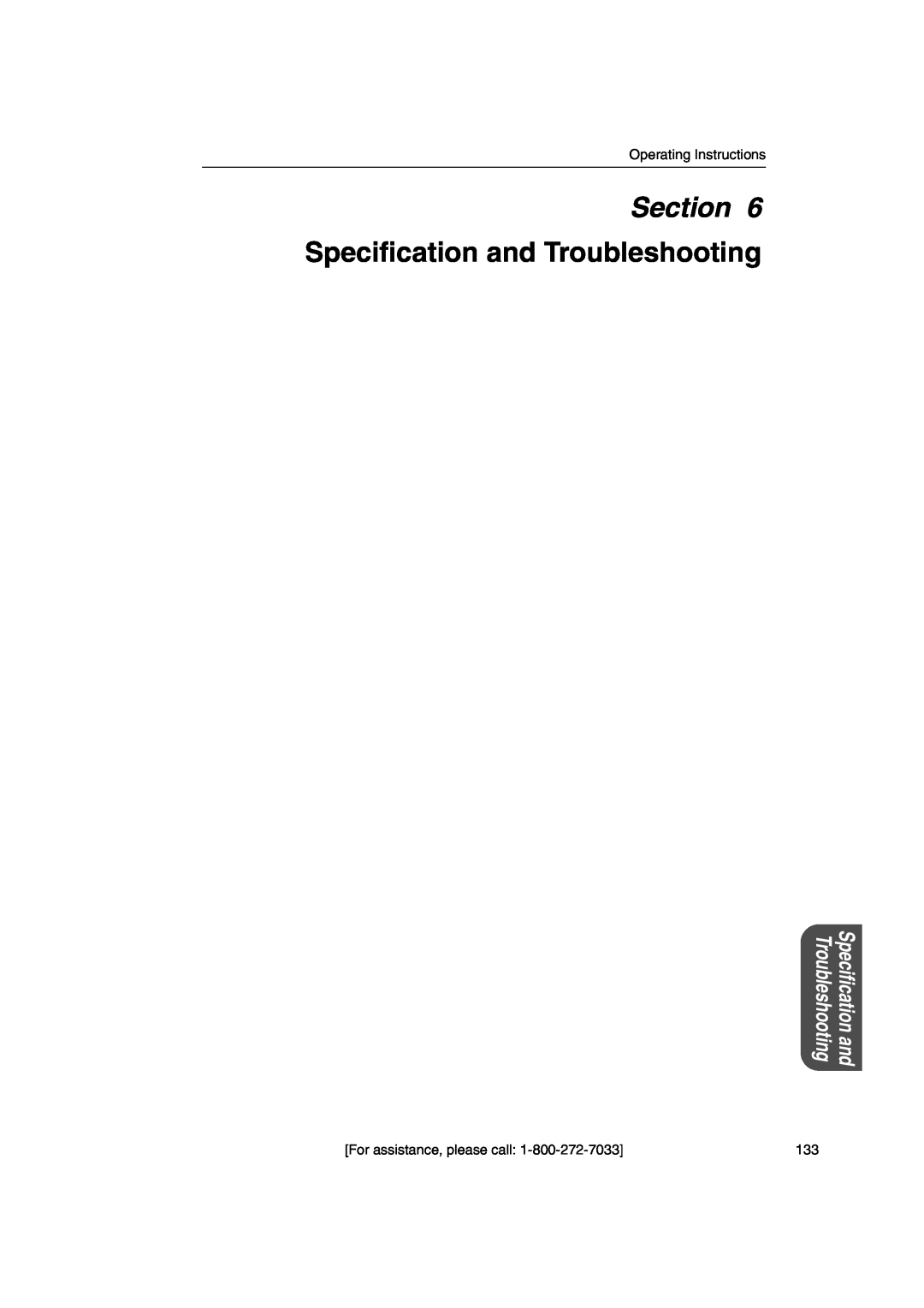 Panasonic KX-HGW600 manual Specification and Troubleshooting, Section 