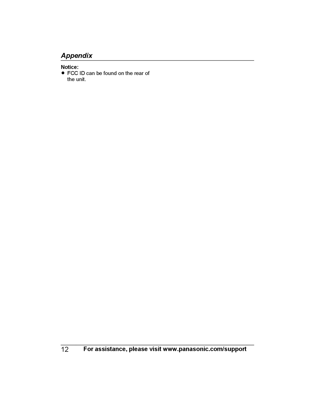 Panasonic KX-HNA101 manual FCC ID can be found on the rear of the unit 