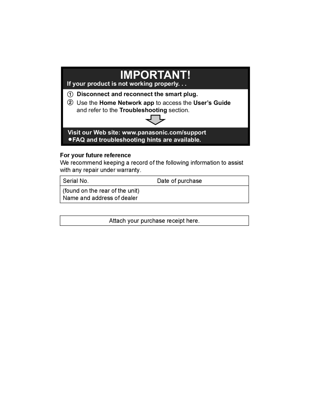 Panasonic KX-HNA101 manual If your product is not working properly 