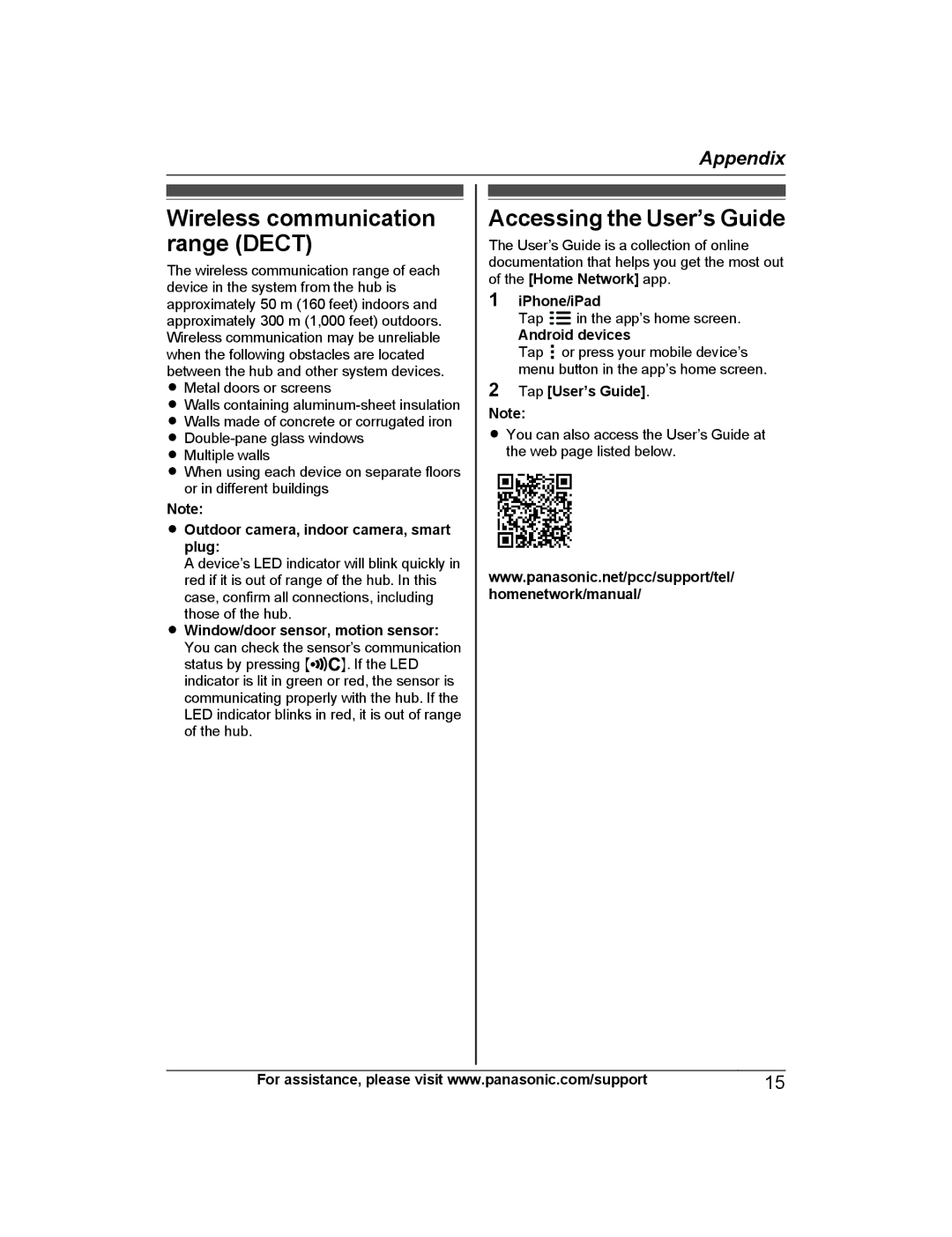 Panasonic KX-HNB600 setup guide Wireless communication range Dect, Accessing the User’s Guide 