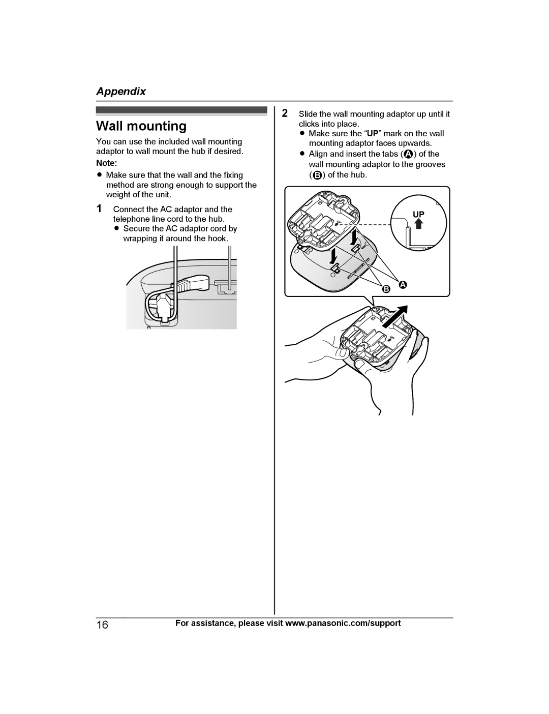 Panasonic KX-HNB600 setup guide Wall mounting 