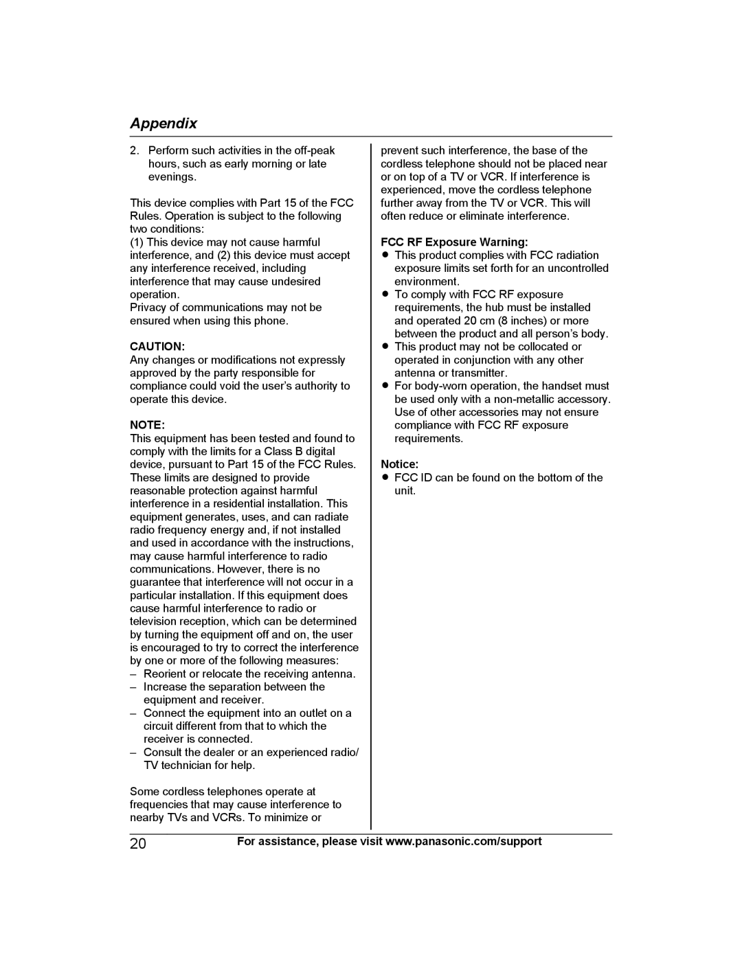 Panasonic KX-HNB600 setup guide FCC RF Exposure Warning 