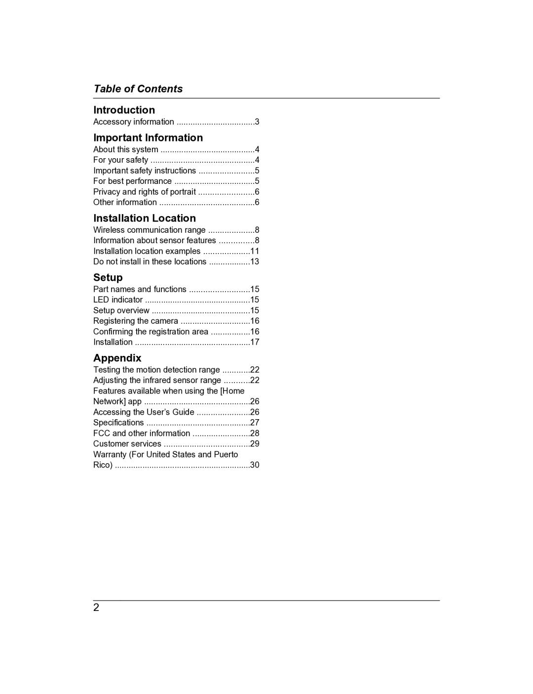 Panasonic KX-HNC600 manual Table of Contents 