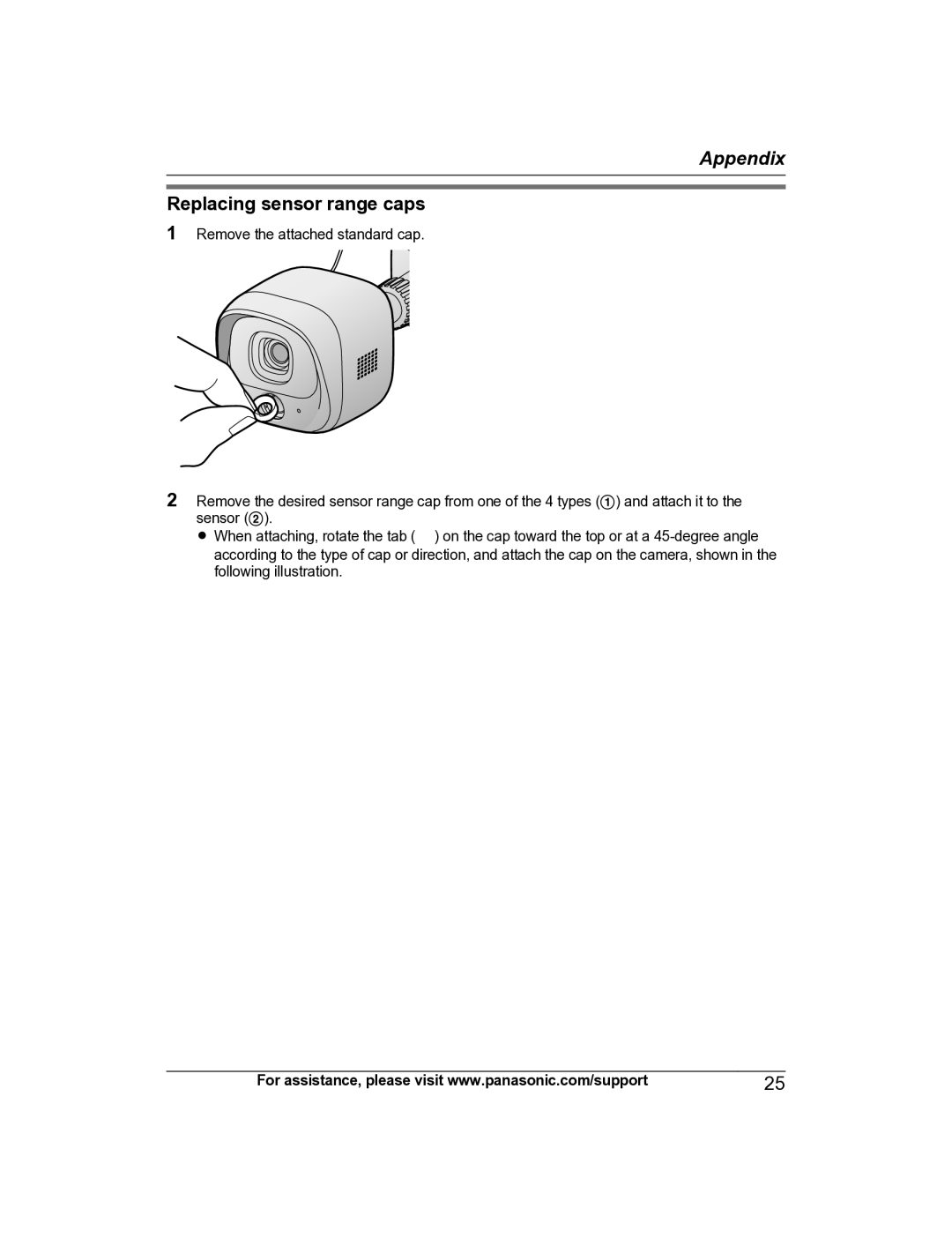 Panasonic KX-HNC600 manual Replacing sensor range caps 