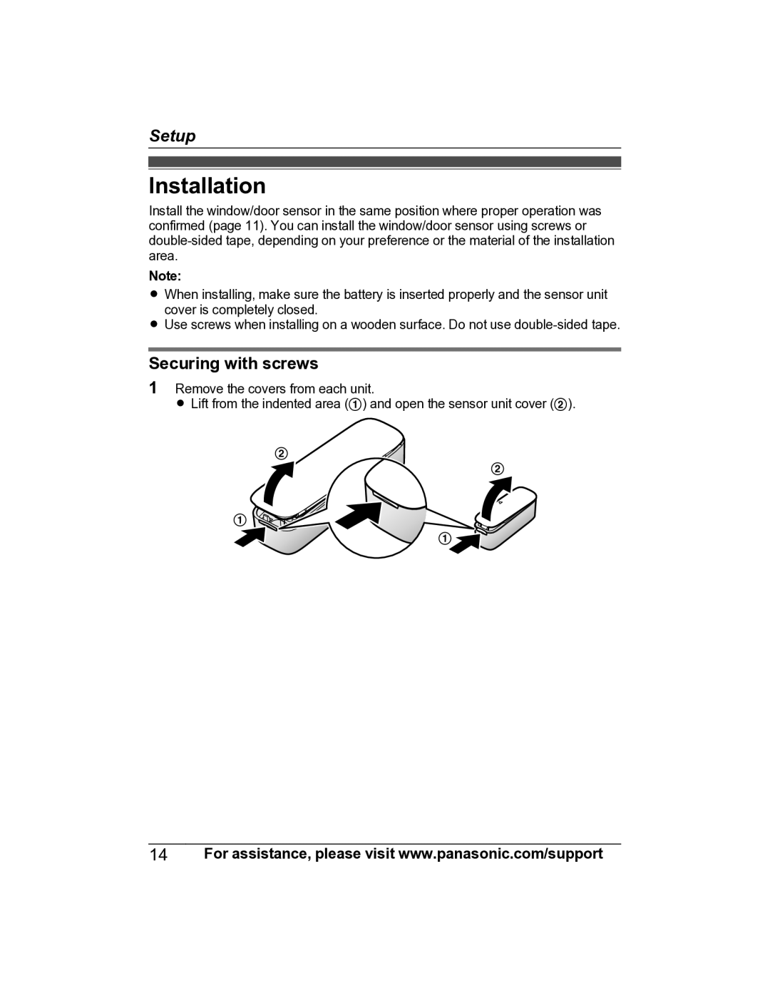 Panasonic KX-HNS101 manual Installation, Securing with screws 