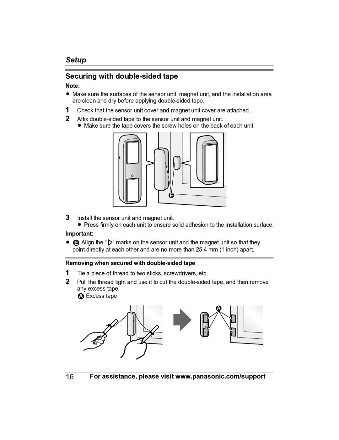 Panasonic KX-HNS101 manual Securing with double-sided tape, Removing when secured with double-sided tape 