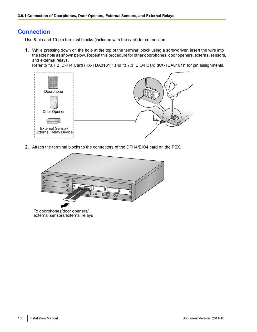 Panasonic KX-NCP500, KX-NCP1000 installation manual Connection 