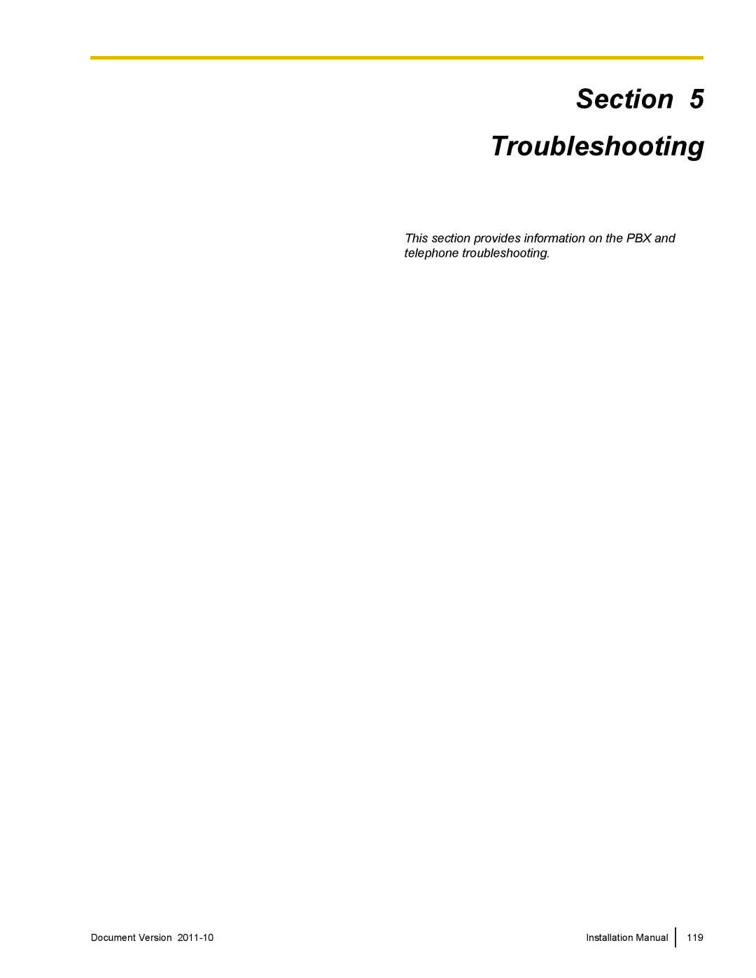 Panasonic KX-NCP1000, KX-NCP500 installation manual Section Troubleshooting 