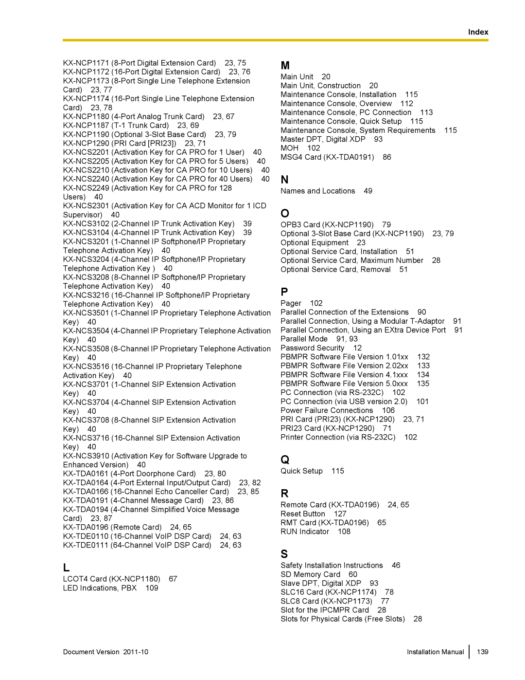 Panasonic KX-NCP1000, KX-NCP500 installation manual Key 