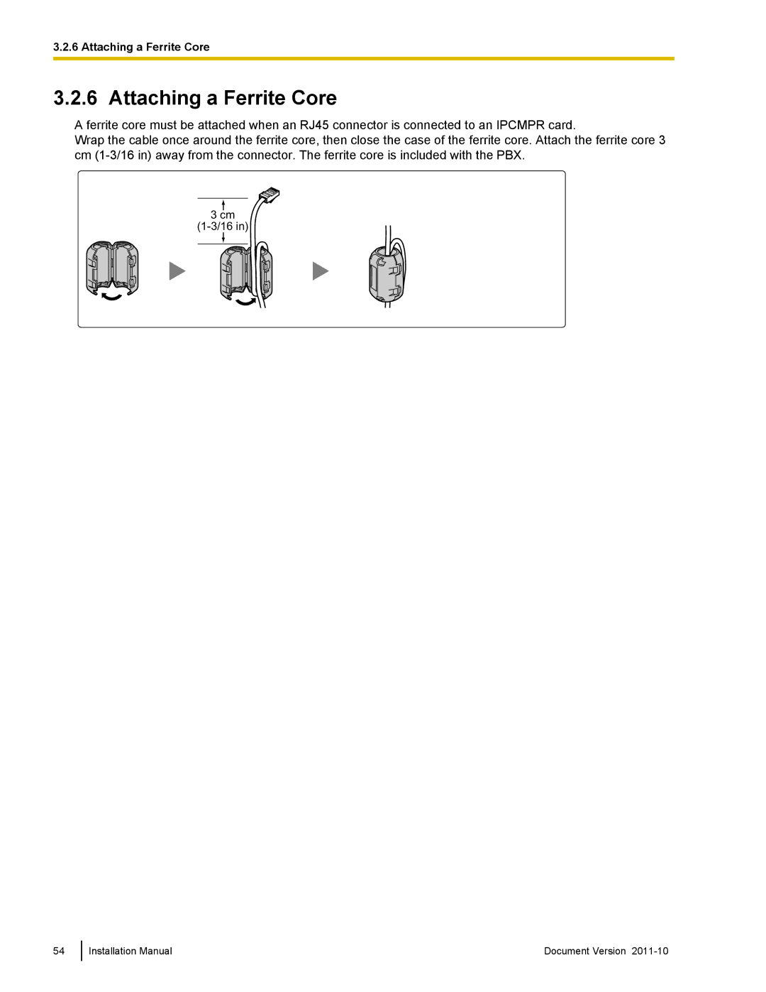 Panasonic KX-NCP500, KX-NCP1000 installation manual Attaching a Ferrite Core 