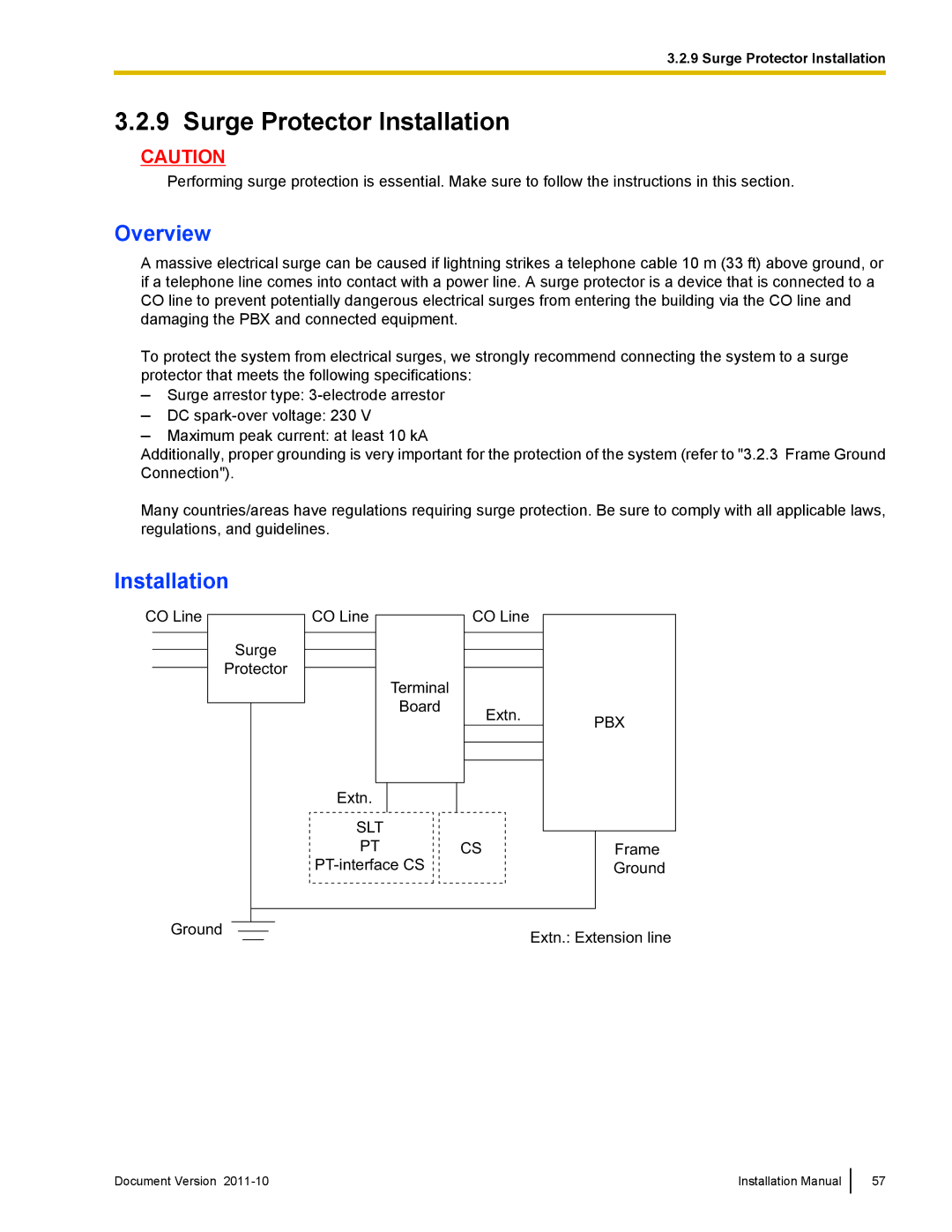 Panasonic KX-NCP1000, KX-NCP500 installation manual Surge Protector Installation, Overview 