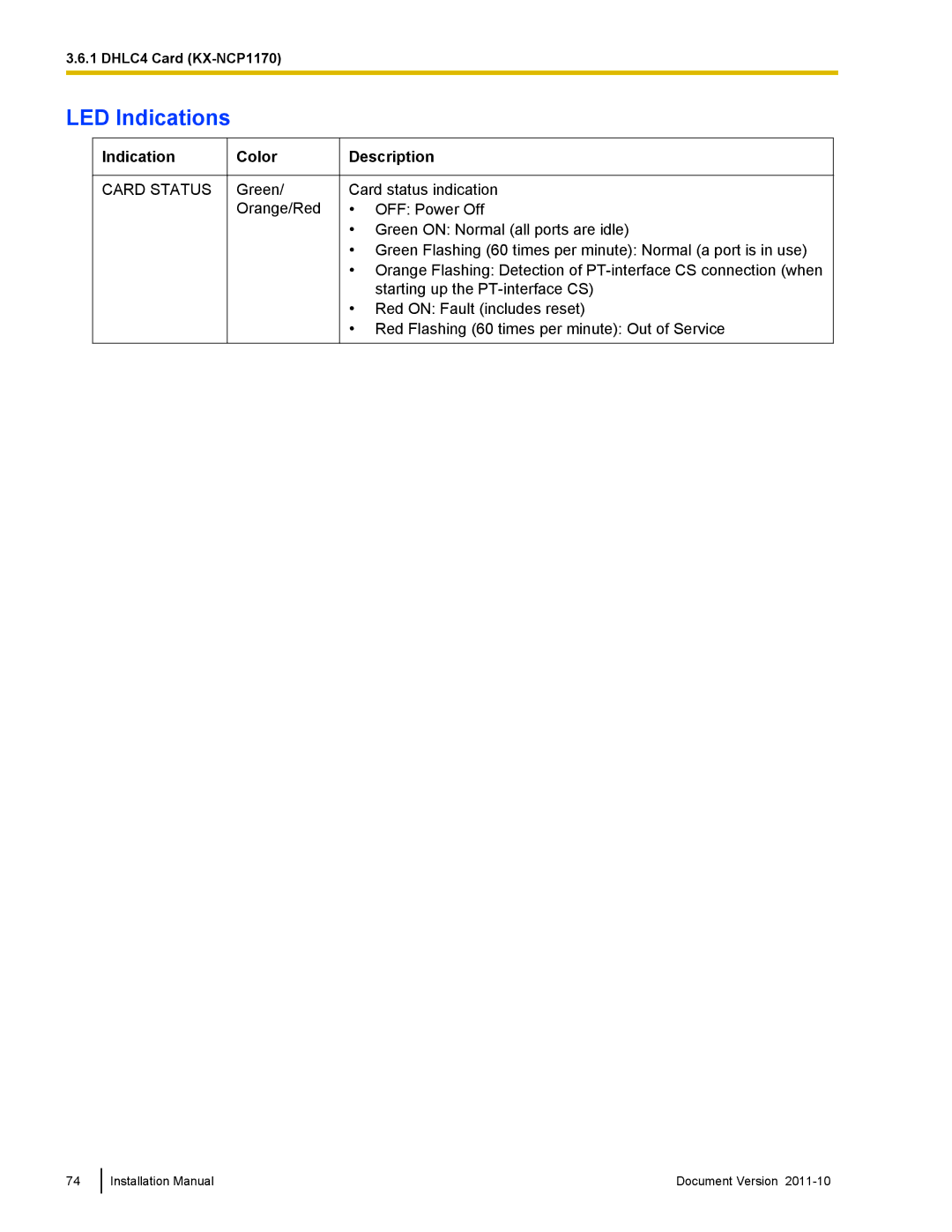 Panasonic KX-NCP500, KX-NCP1000 installation manual Green Orange/Red 