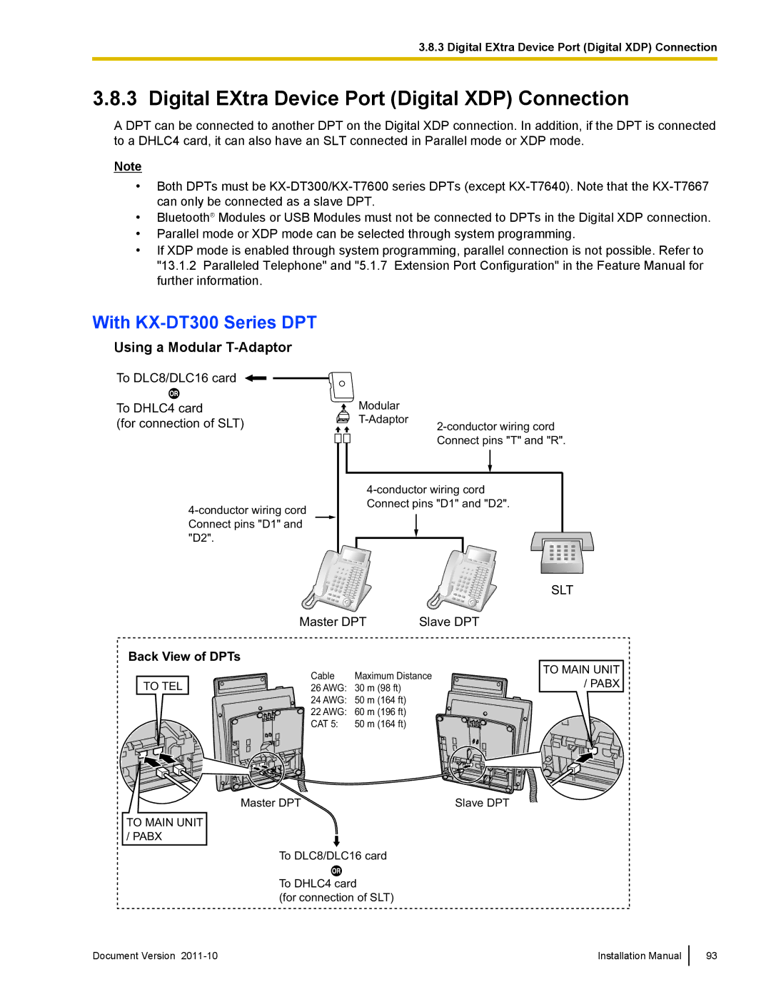 Panasonic KX-NCP1000 Digital EXtra Device Port Digital XDP Connection, With KX-DT300 Series DPT, Back View of DPTs 