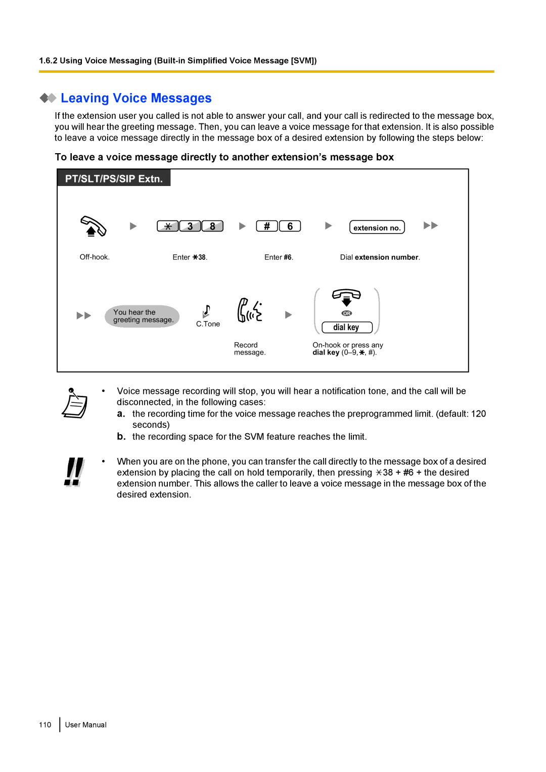 Panasonic KX-NCP500 manual Leaving Voice Messages 