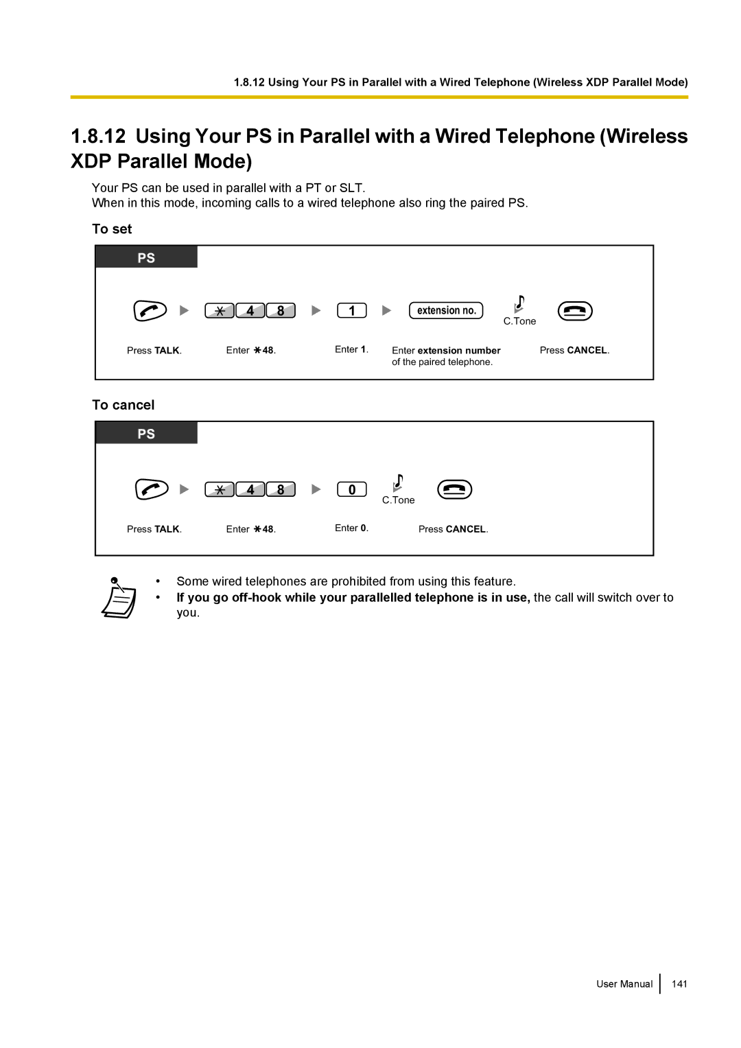 Panasonic KX-NCP500 manual Some wired telephones are prohibited from using this feature 