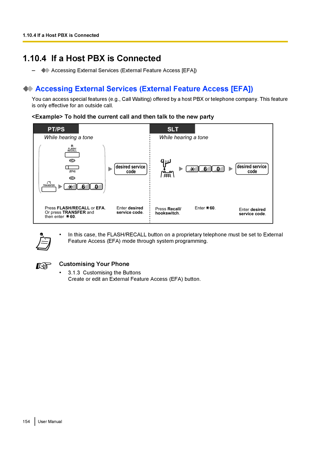 Panasonic KX-NCP500 manual If a Host PBX is Connected, Accessing External Services External Feature Access EFA 