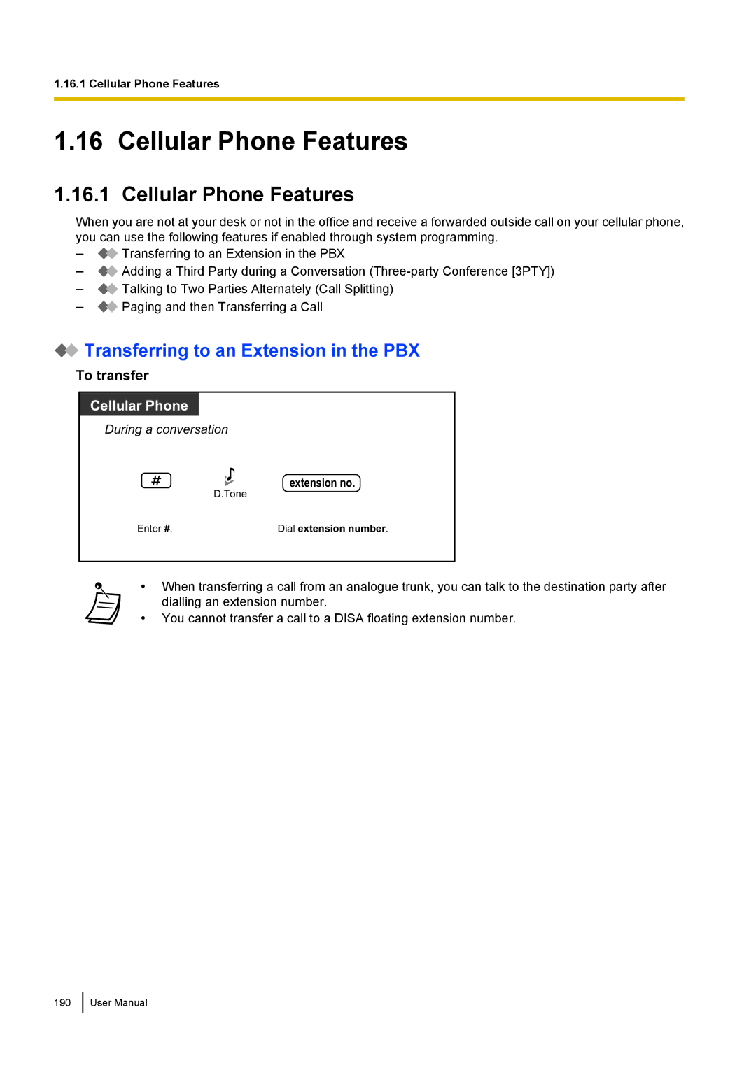 Panasonic KX-NCP500 manual Cellular Phone Features 