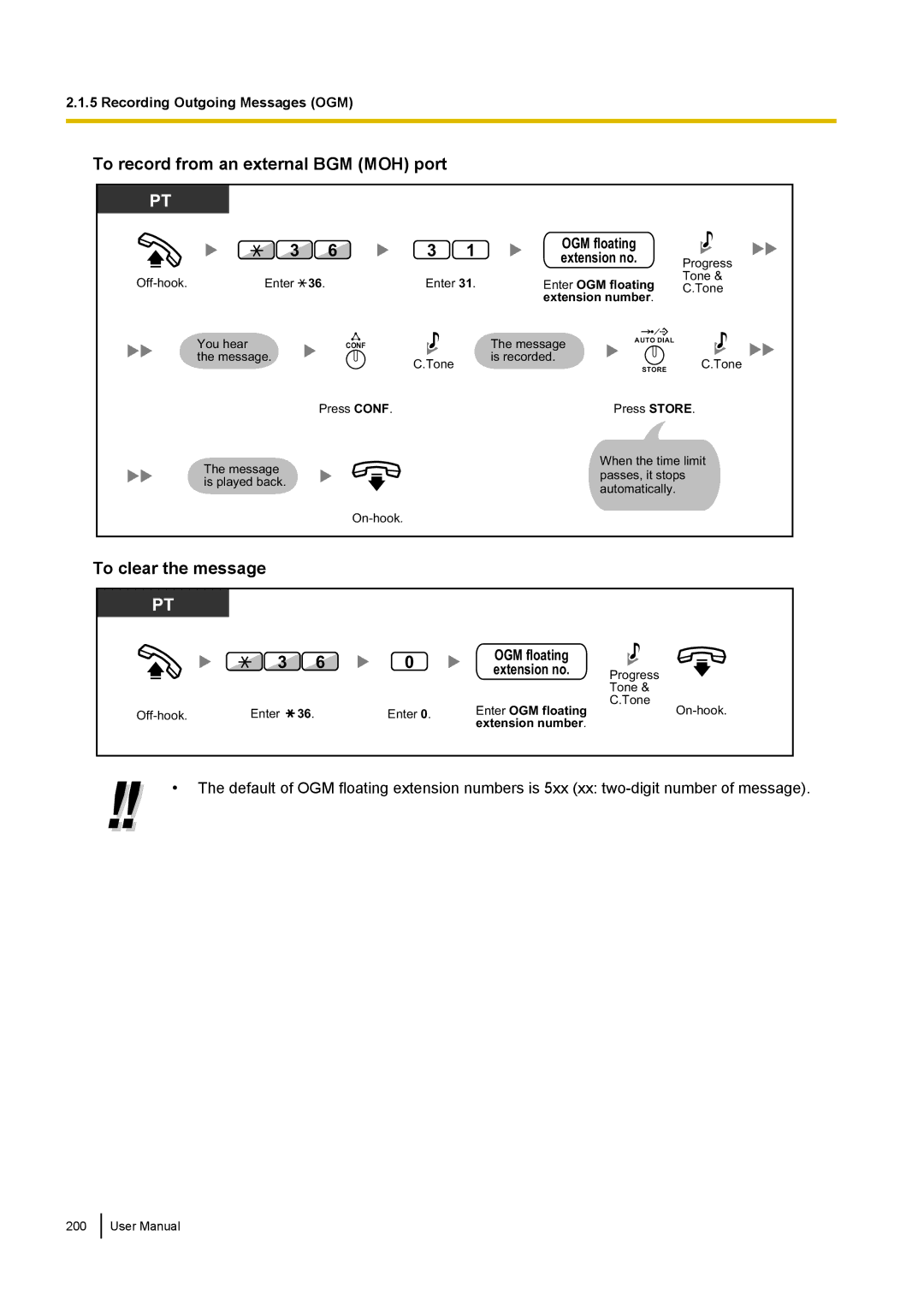 Panasonic KX-NCP500 manual To record from an external BGM MOH port, To clear the message 