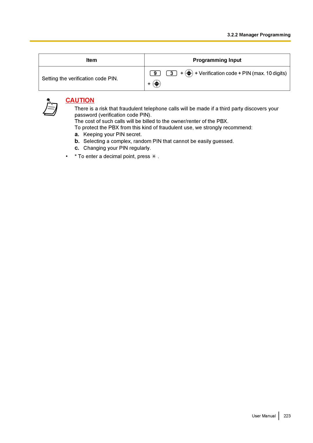 Panasonic KX-NCP500 manual Setting the verification code PIN 