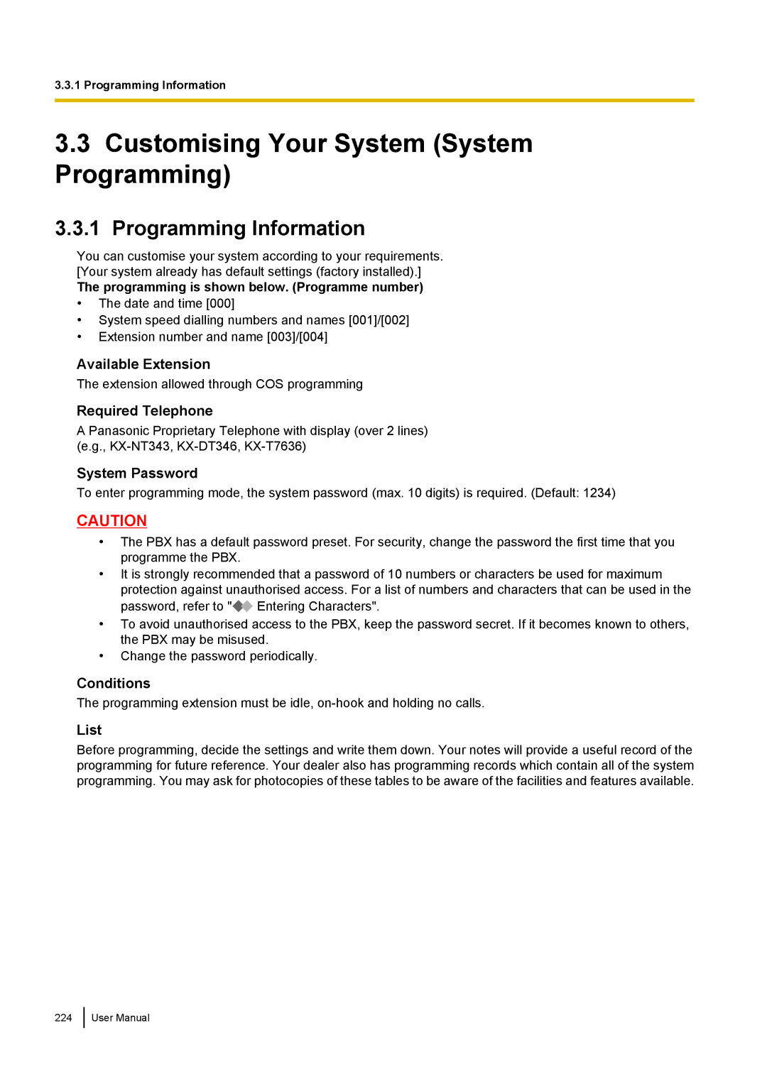 Panasonic KX-NCP500 manual Customising Your System System Programming, System Password, List 