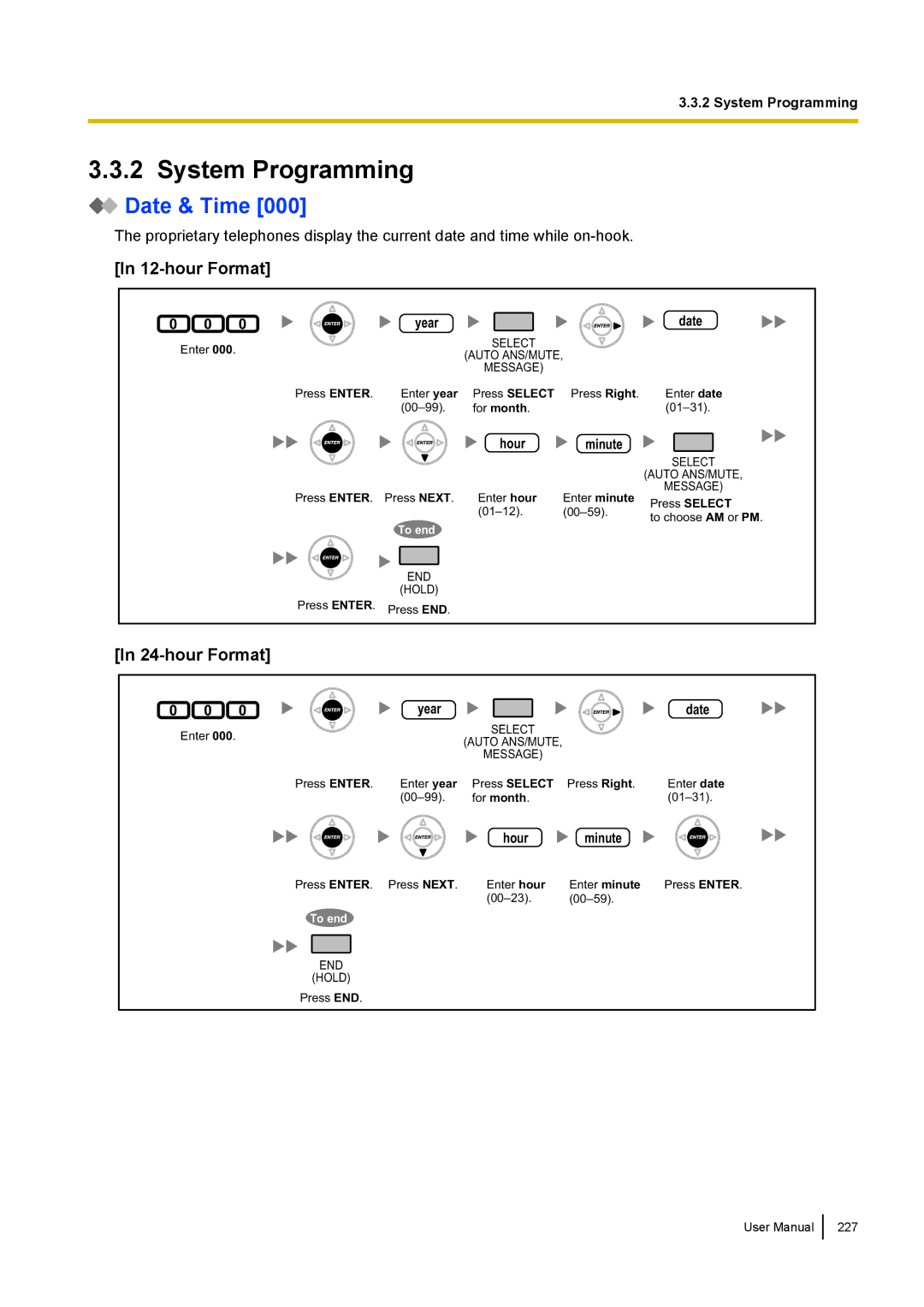 Panasonic KX-NCP500 manual System Programming, Date & Time, hour Format 