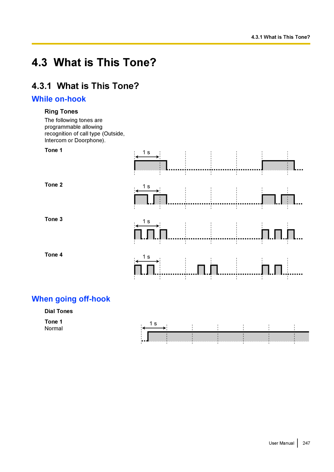 Panasonic KX-NCP500 manual What is This Tone?, While on-hook, When going off-hook, Ring Tones 