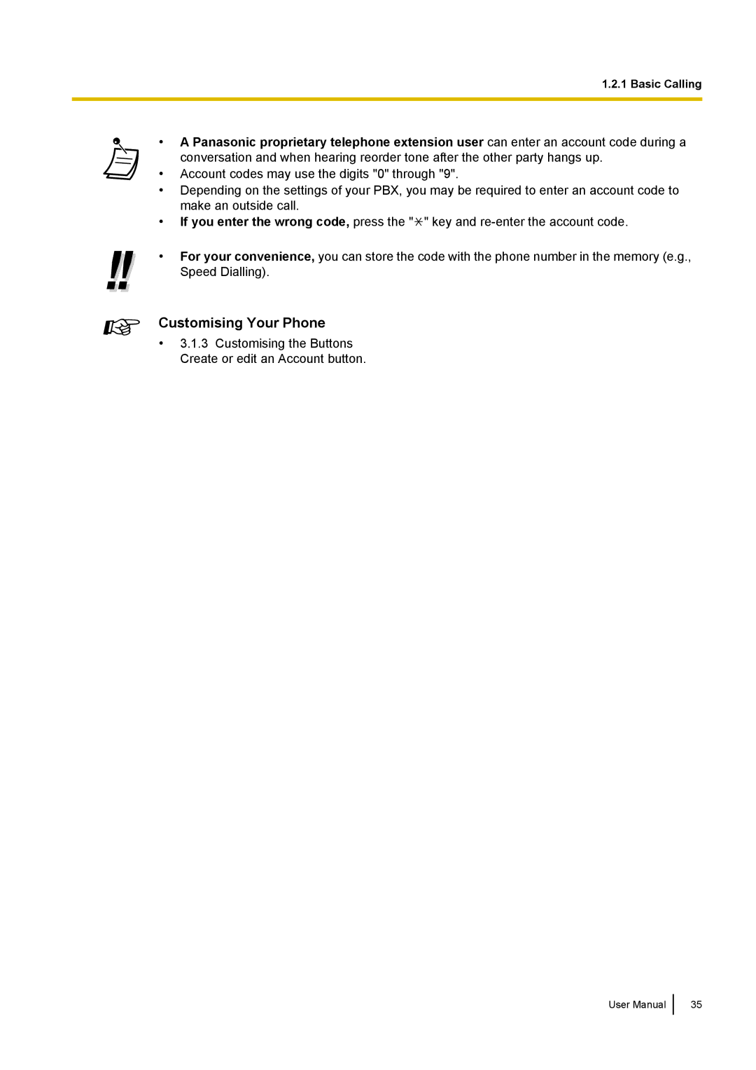 Panasonic KX-NCP500 manual Customising the Buttons Create or edit an Account button 